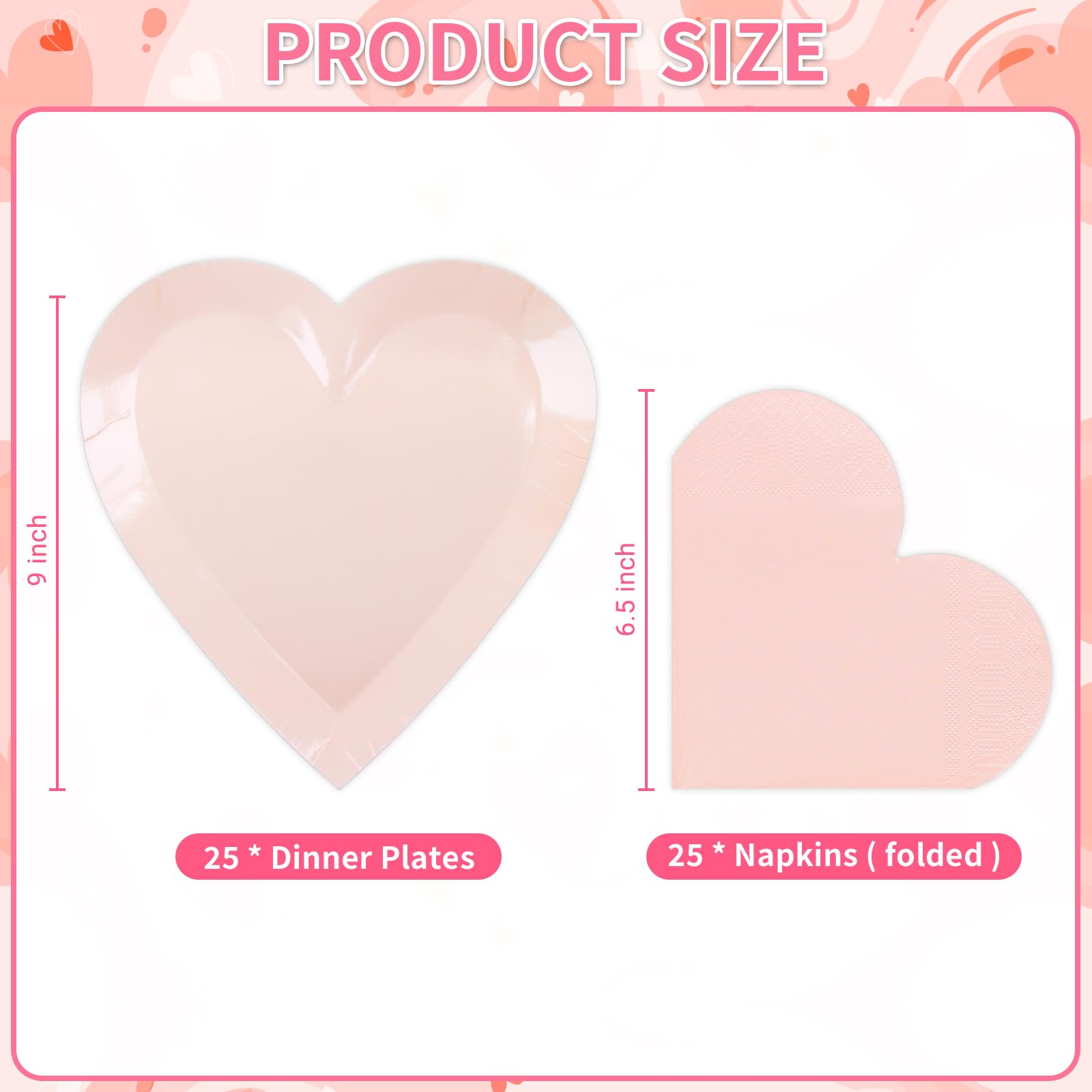 Valentine'S Day Party Supplies, Heart Shaped Disposable 9'' Paper Plates And 3 Ply Napkins For Best Mom Gift, Valentine'S Day En