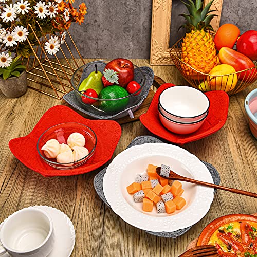 4 Pieces 2 Sizes Bowl Holders Sponge And Microfiber Small Bowls Holder Large Bowl Potholders For Microwave Heat Insulated Plate