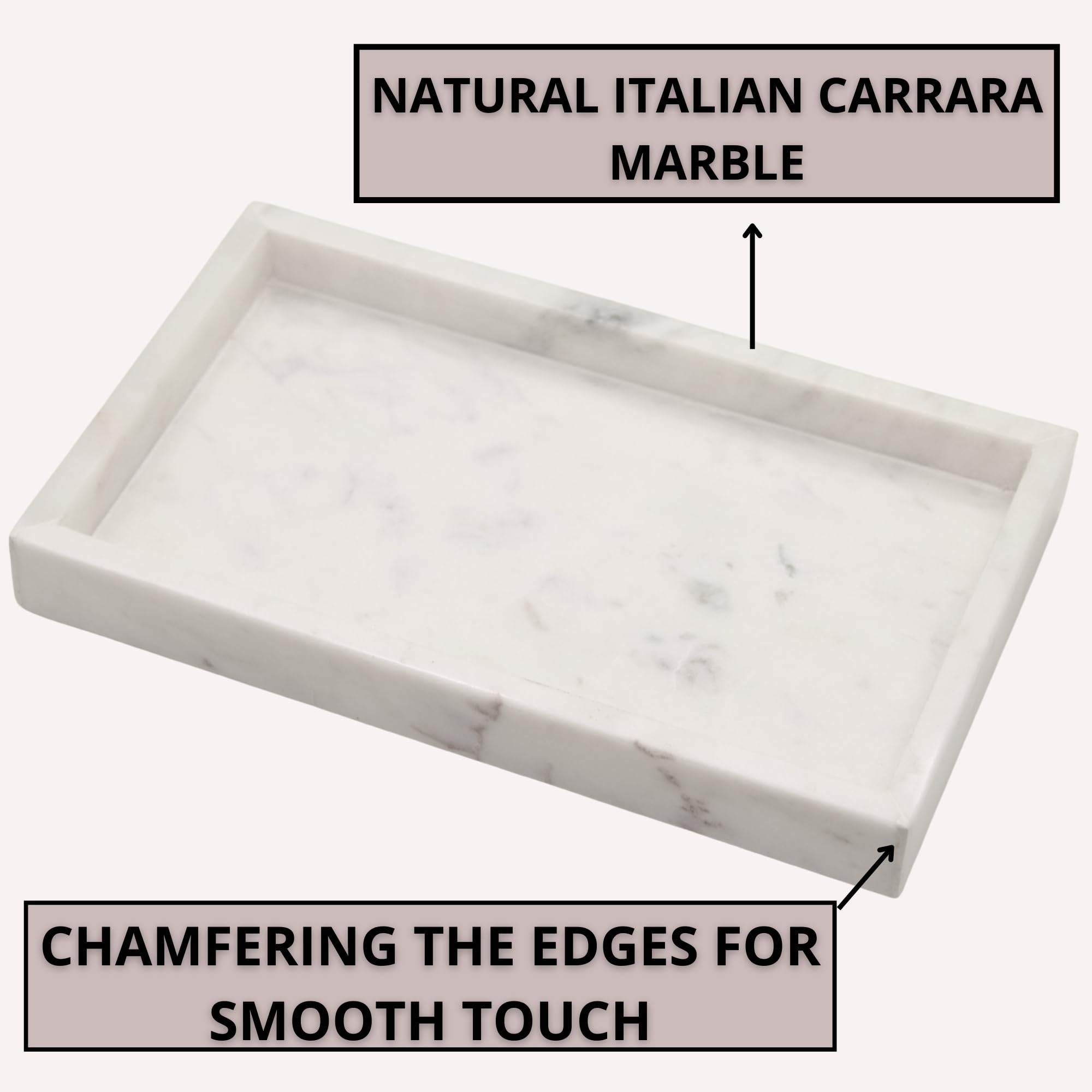 Kc Kullicraft Natural Marble Tray For Desktop/Kitchen/Vanity/Bathroom, Stone Organizer Tray For Coffee Table, Plate Holder For T