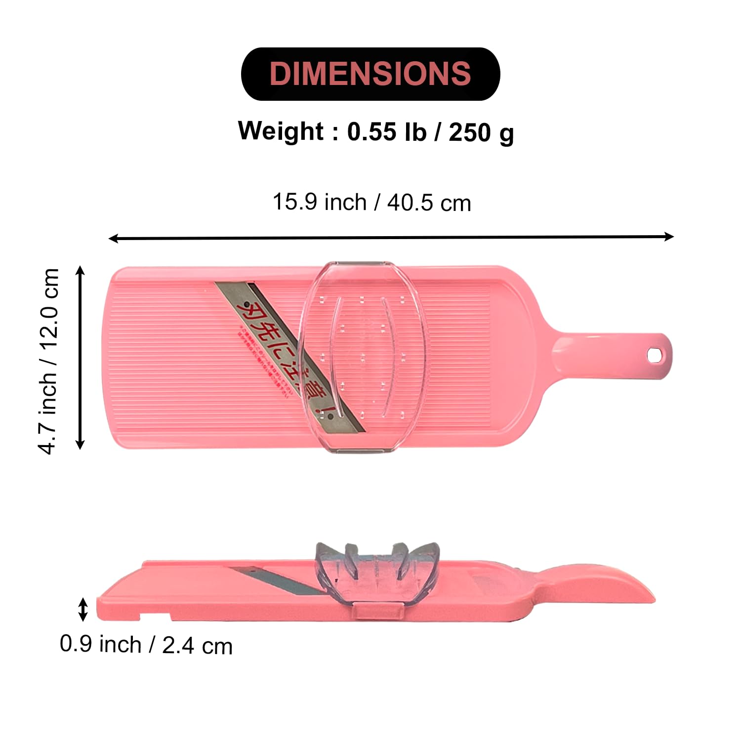 Mandoline Wide Cabbage Slicer 4.7 Inches Pink, Julienne Thickness: 0.04 Inch (1 Mm), With Safety Holder, Made In Tsubame Japan (
