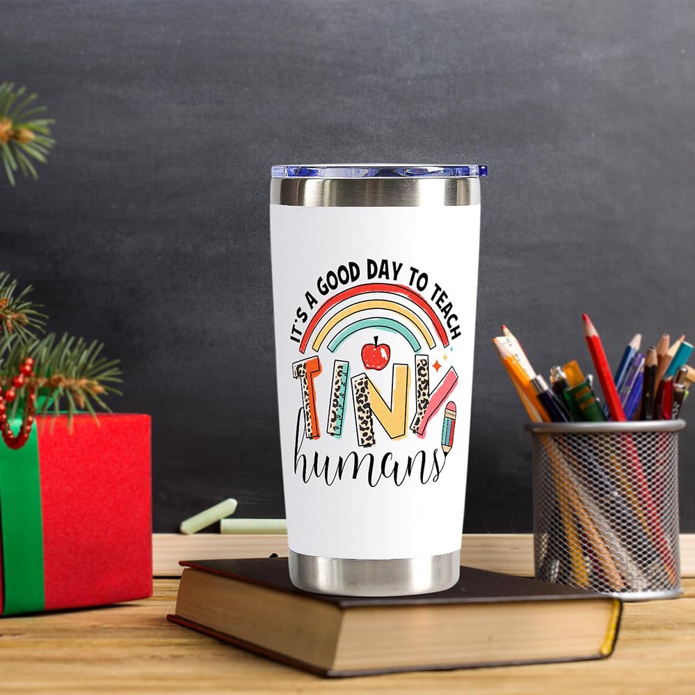 Breezy Valley Teacher'S Day Appreciation Gifts Tiny Human Coffee Tumbler - Best Teacher Gifts For End Of Year Back To School Tea