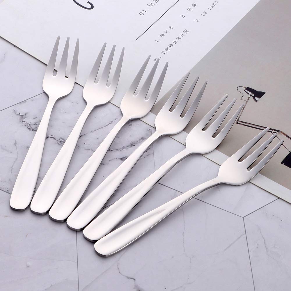 3-Tine Mini Small Forks Set 5.3-Inch Appetizer Fruit Forks Buy&Use High-Quality Stainless Steel 12 Pcs Silverware Mirror Polish