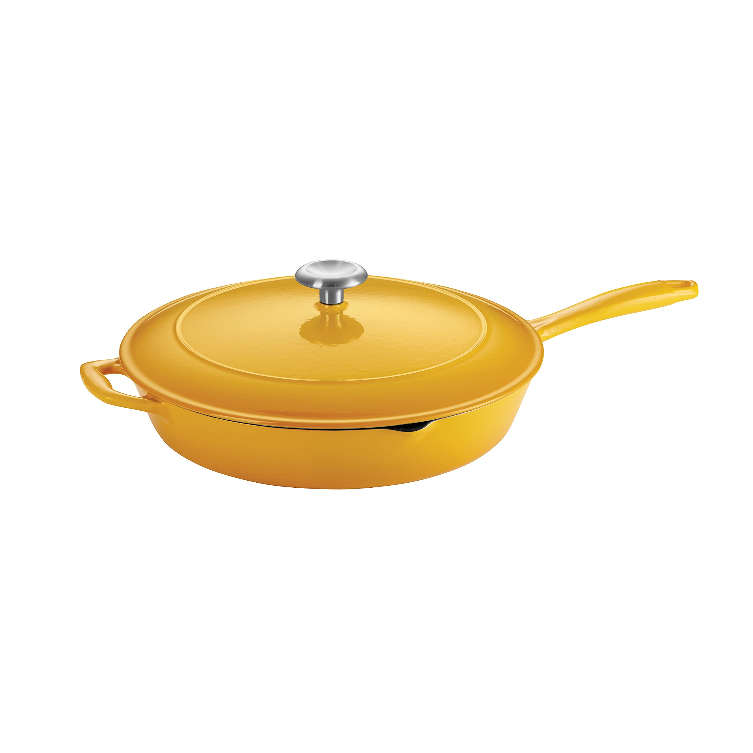 Tramontina Enameled Cast Iron Skillet with Lid, 12inch Frying Pan, Sunrise