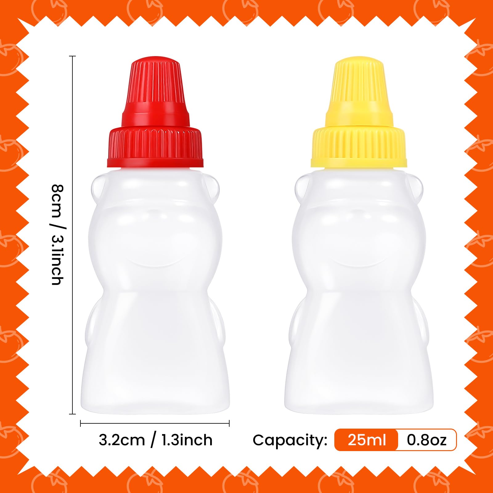 Wxoieod 4 Pieces Bear Shape Mini Condiment Bottles, 1 Oz Mini Ketchup Bottle For Lunch Box, Small Travel Squeeze Squirt Containe
