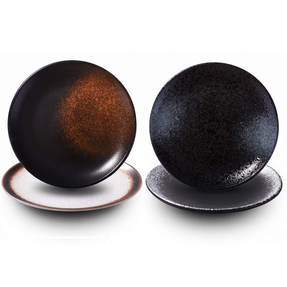 Japanese Plates Set Of 4, Ceramic 8 Inch Plates, Japanese Retro Style