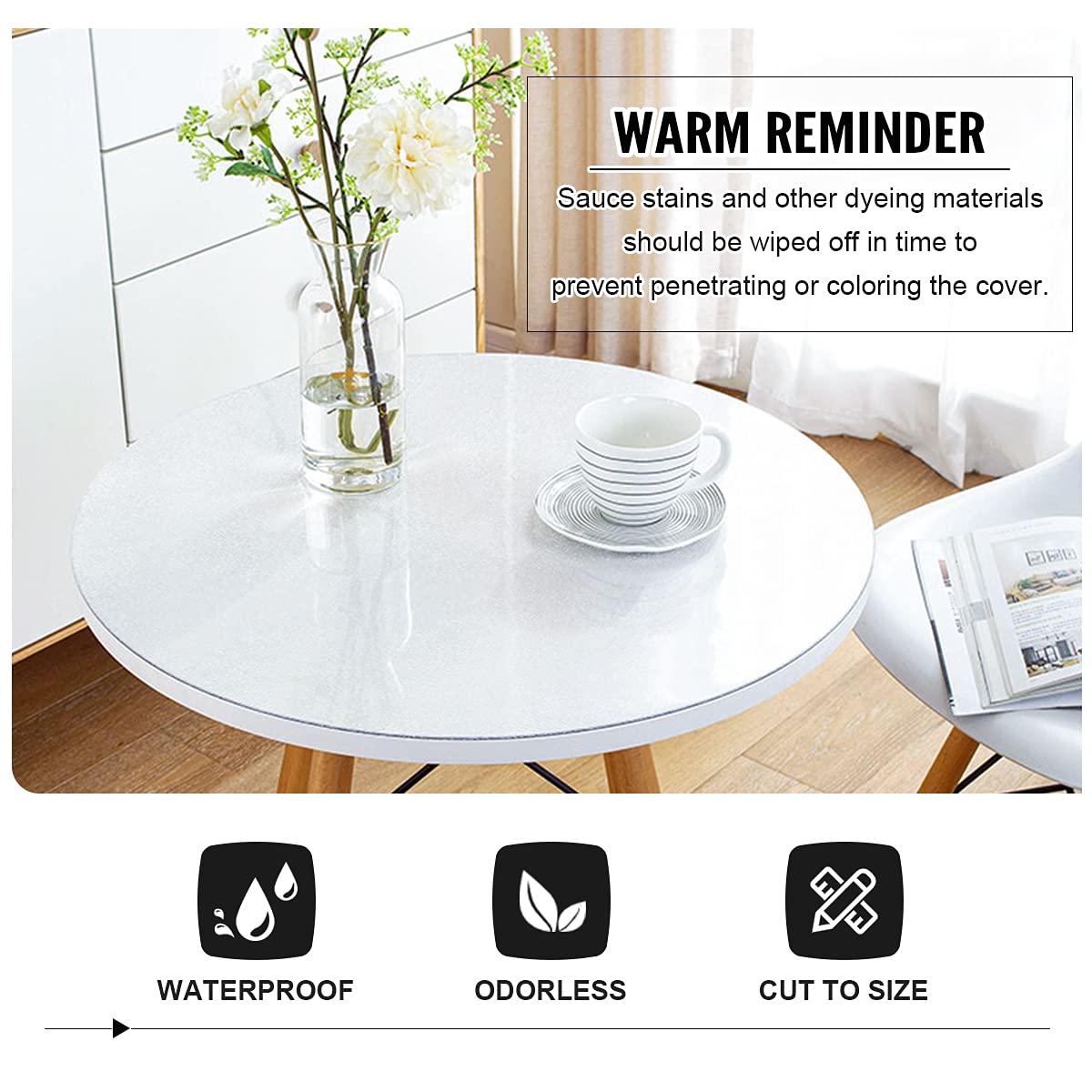 Royhom 2mm Thick 47 Inch Frosted Round Table Cover Protector  Round Frosted Table Protector  Round Table Pad  Plastic Round Table Top Protector  Round Tablecloth Cover