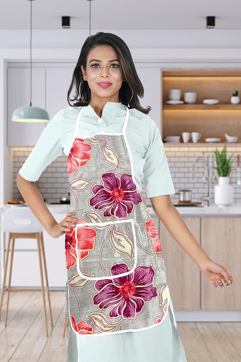 Kanushi Industries Apron For Kitchen Waterproof With Front Pocket(Maroon,Purple)(Apron1Pc1001)