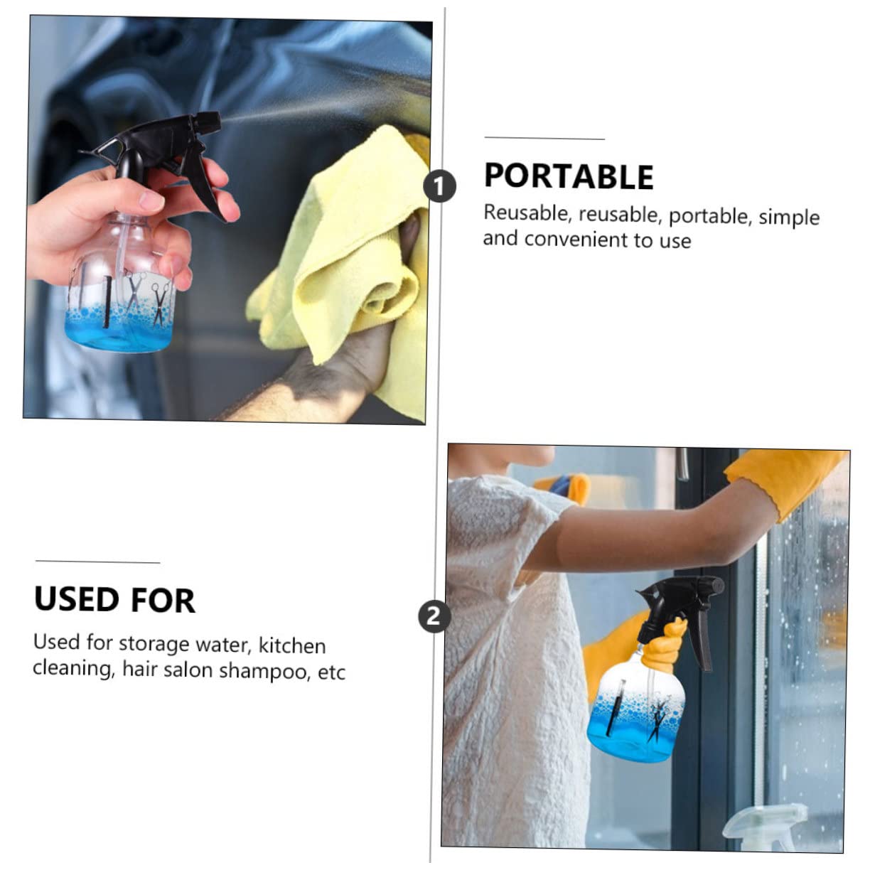 Foytoki 2Pcs Hair Spray Bottle Water Spray Bottle For Hair Fine Mist Spray Bottle For Hair Barbers Water Sprayer Watering Pot Sp