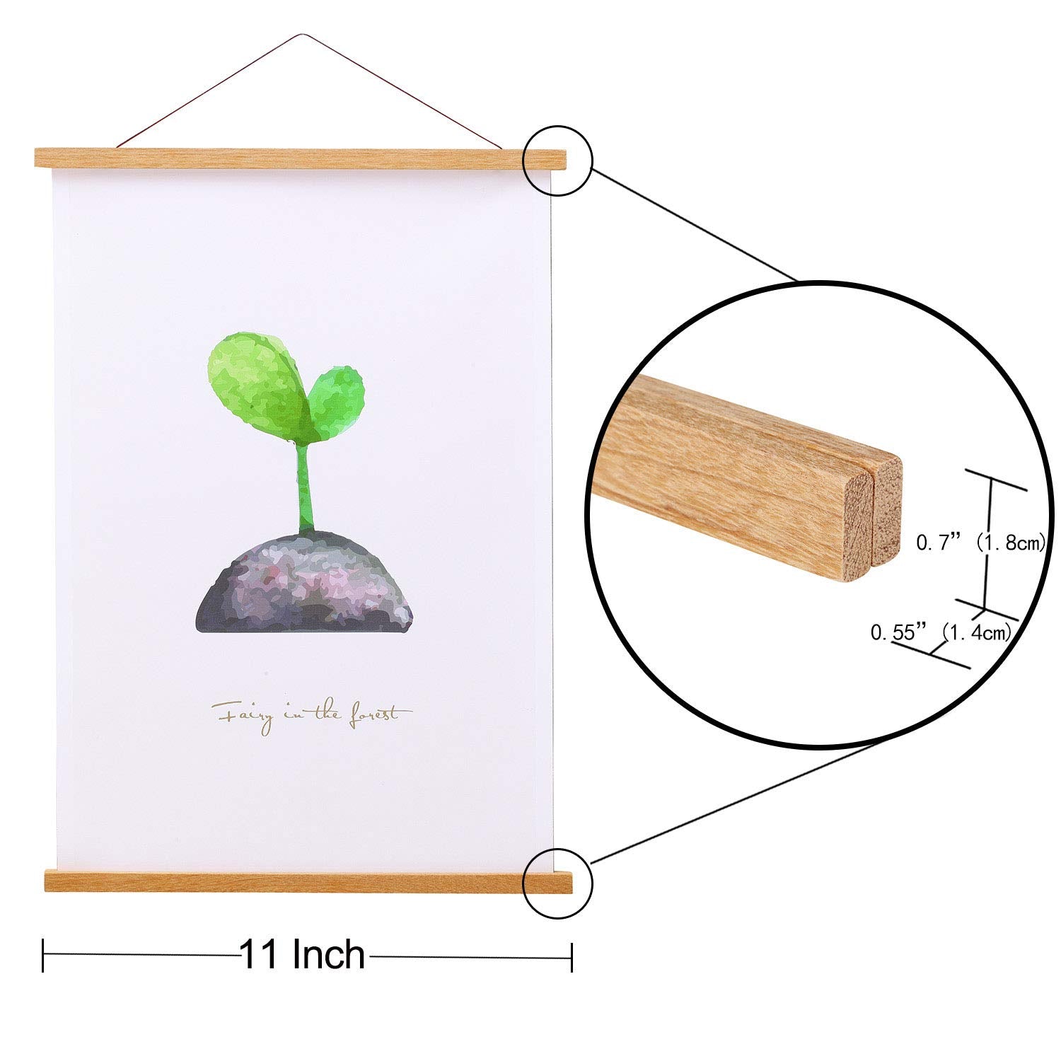 FALAMON Magnetic Poster Hanger Frame  11x14 11x17 11x22 Teak Wood Magnet Poster Frame for Posters  Prints  Photos  Pictures  Maps  Scrolls  and Canvas Artwork