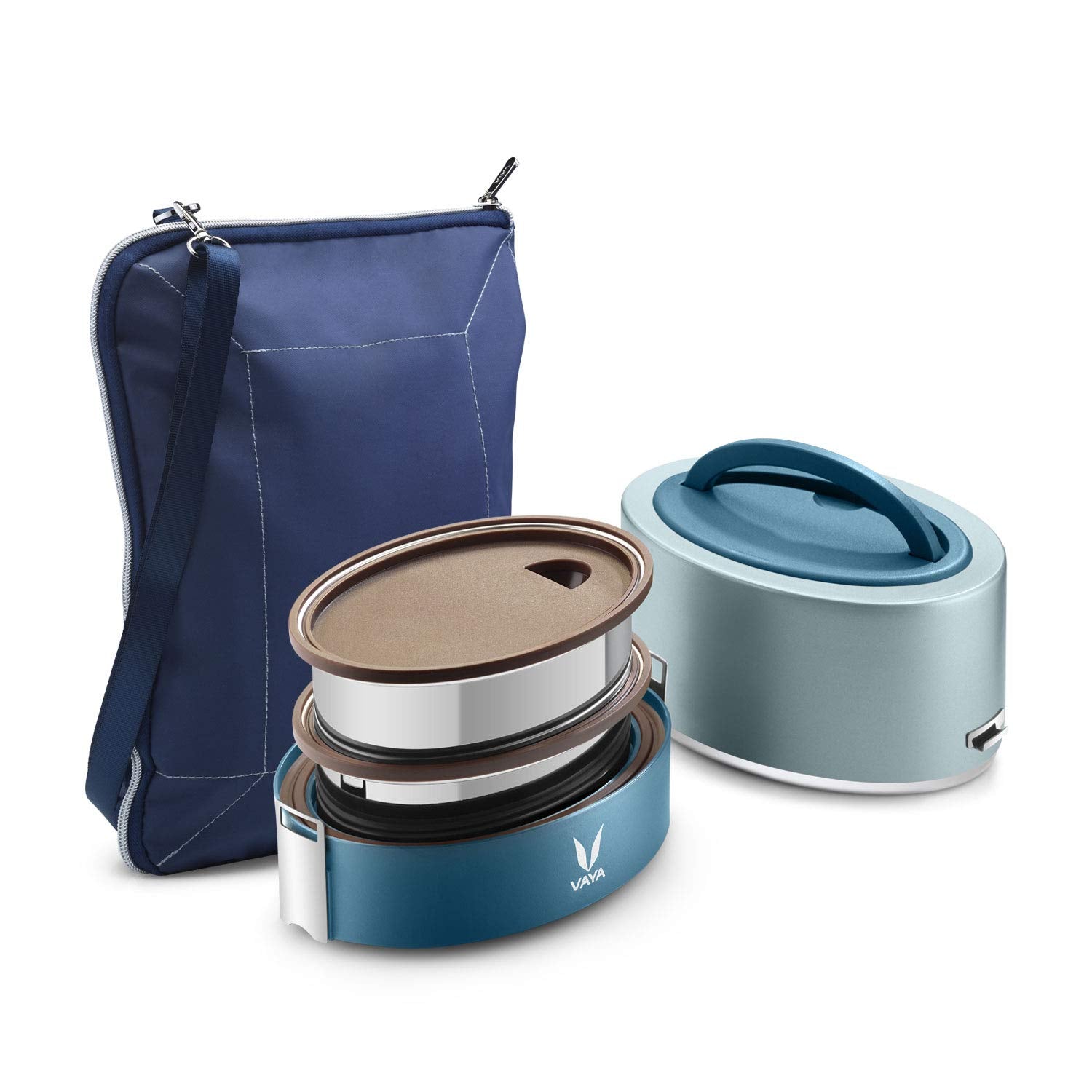 Vaya Tyffyn Lunch Box For Kids And Office - Insulated Stainless Steel Tiffin With Bagmat, 600Ml, 2 Containers, Hot Lunch Box For