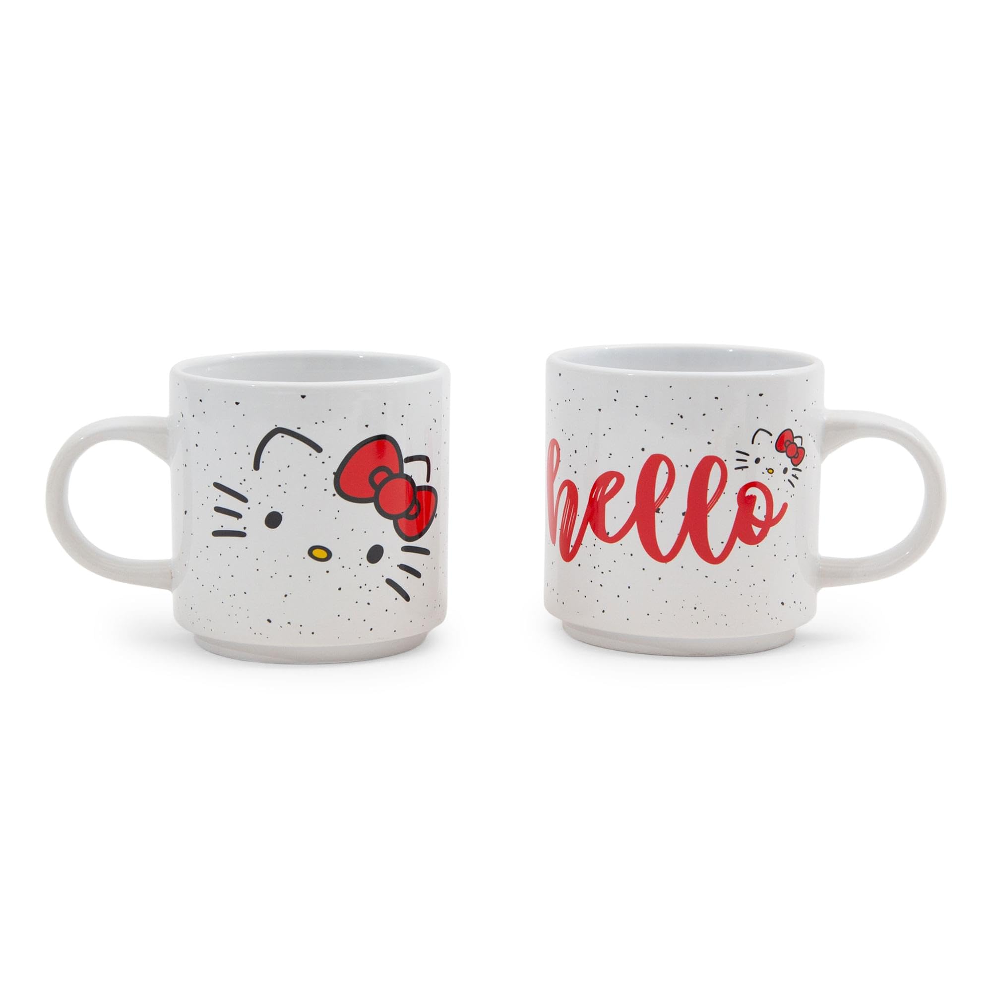 Silver Buffalo Hello Kitty Script Face 2-Pack Ceramic Mug Stack, 13 Ounces