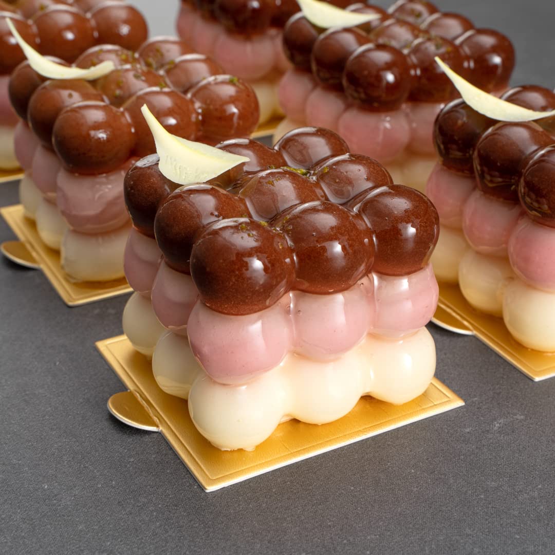 Restaurantware 2.8 Inch Mini Cake Boards 200 Square Single Portion Cake Boards - Built-In Tab For Dessert Displays Gold Paper Sm