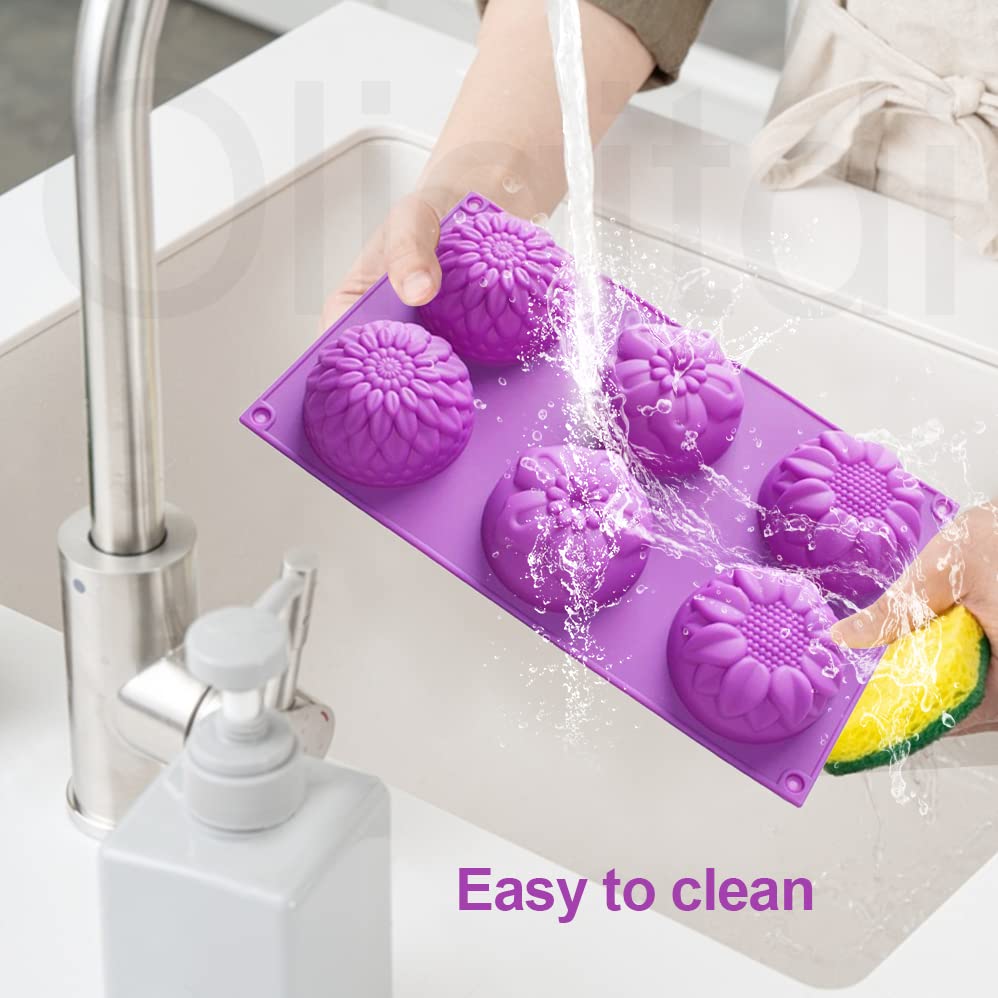 Oligitdi Silicone Cupcake Baking Muffin Mould Silicone 6 Cavity Mixed Flower Cupcake Baking Muffin Candle Soap Mould