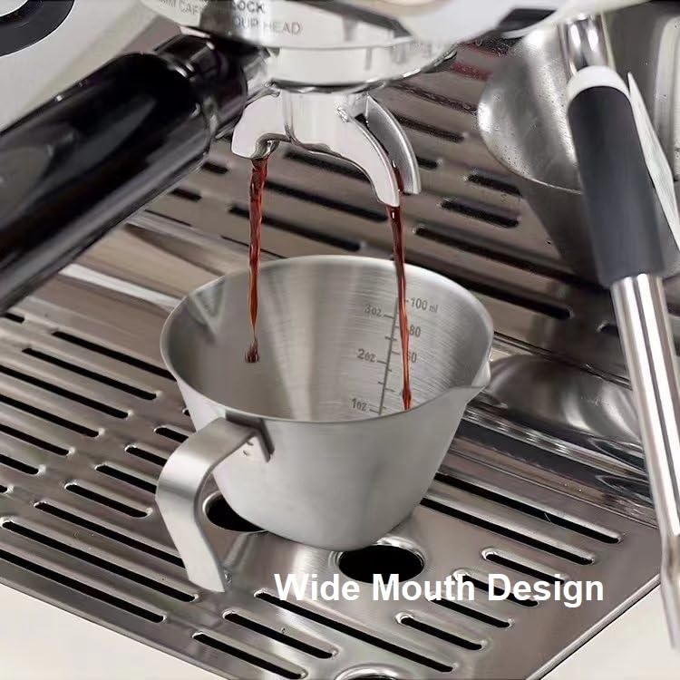 Espresso Measuring Cup, Expresso Shots Cup With Double Spouts, Stainless Steel Espresso Pouring Cup With 1 Oz/ 1.5 Oz/ 2 Oz/ 2.5