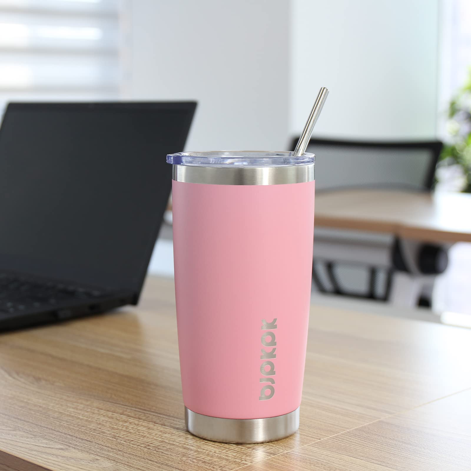 Bjpkpk 20 Oz Stainless Steel Insulated Tumbler Cup With Lid And Straw,Gray