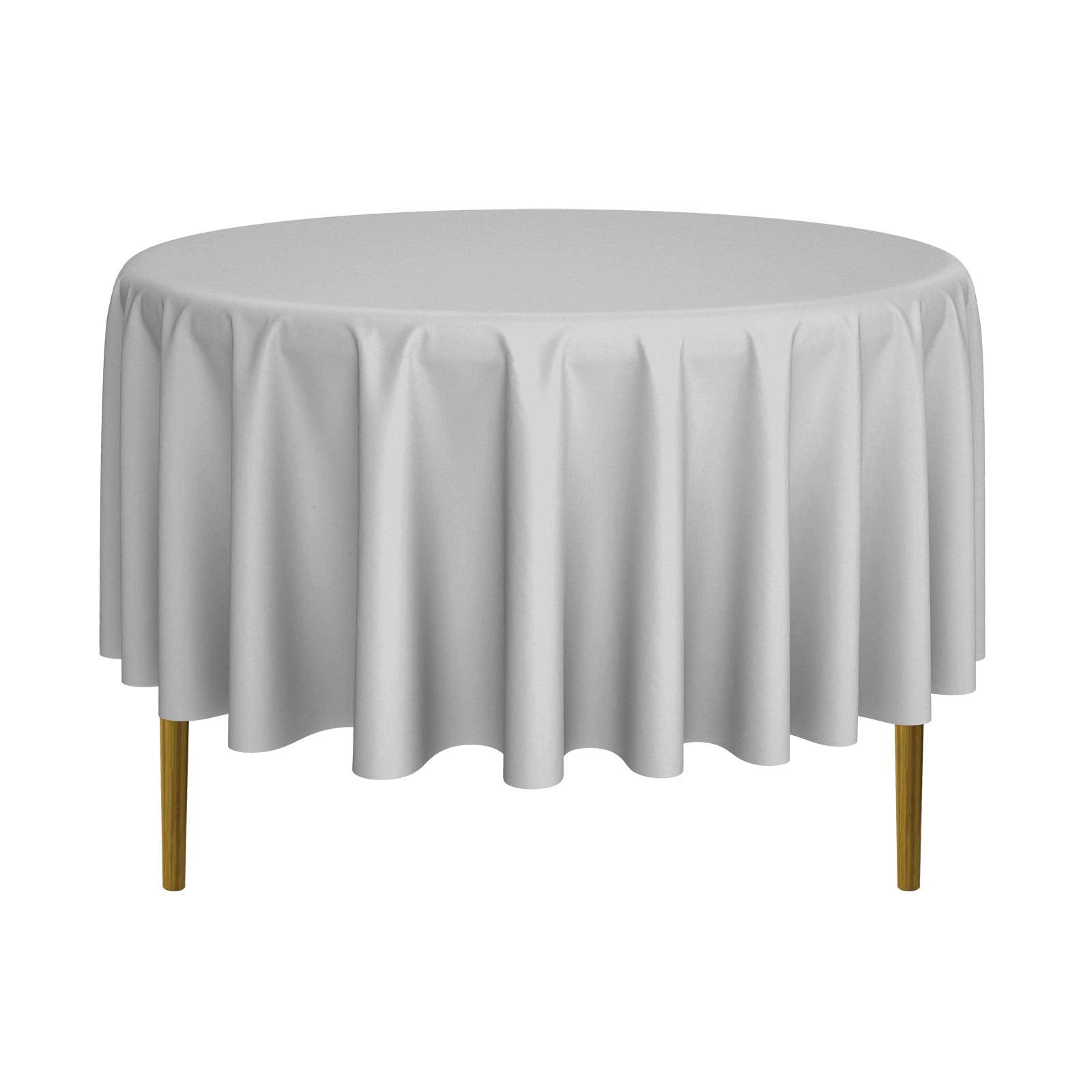 Lann'S Linens - 90 Round Premium Tablecloth For Wedding/Banquet/Restaurant - Polyester Fabric Table Cloth - Silver