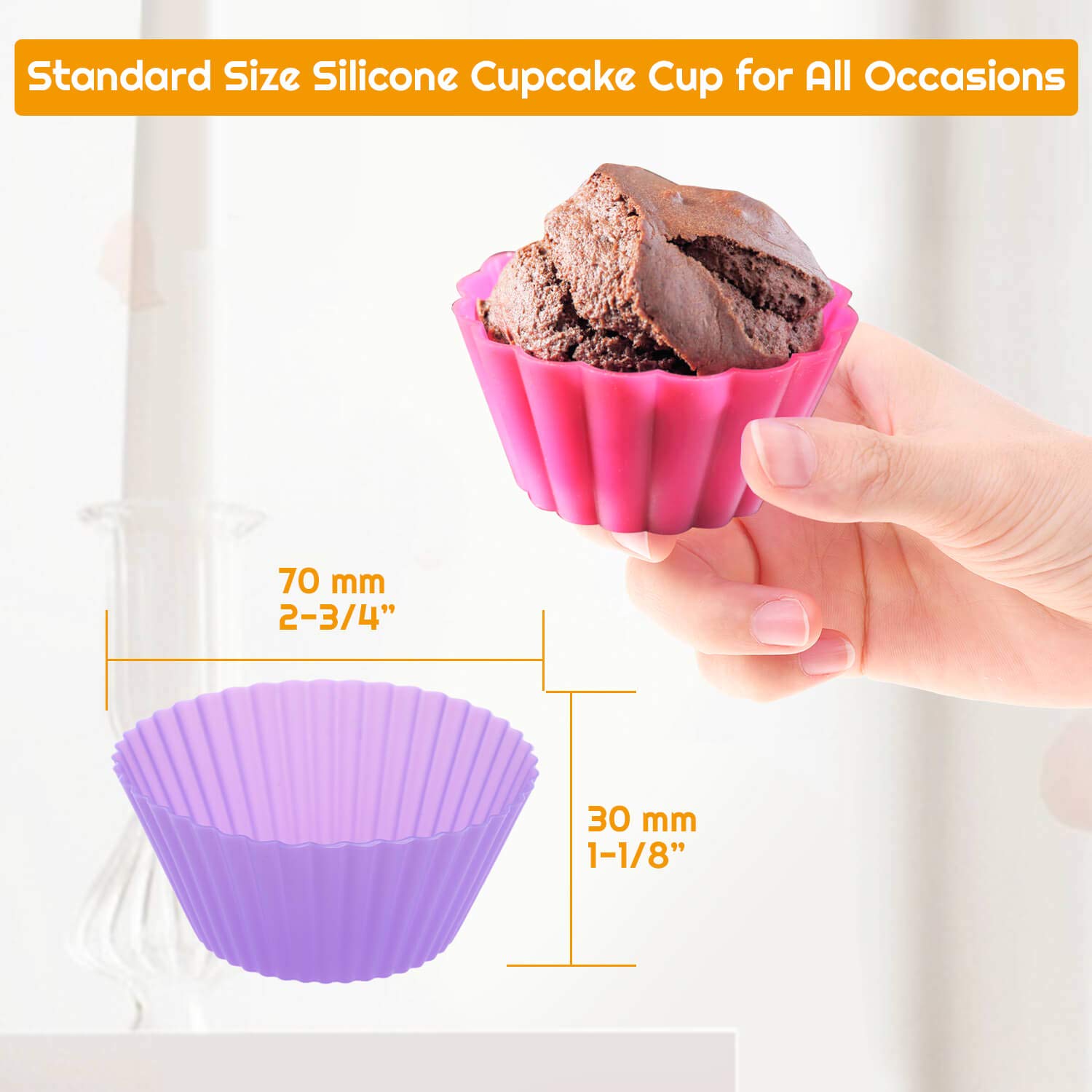 54 Pack Silicone Muffin Cups, Selizo Silicone Cupcake Baking Cups Reusable Muffin Liners Cupcake Wrapper Cups Holders For Muffin