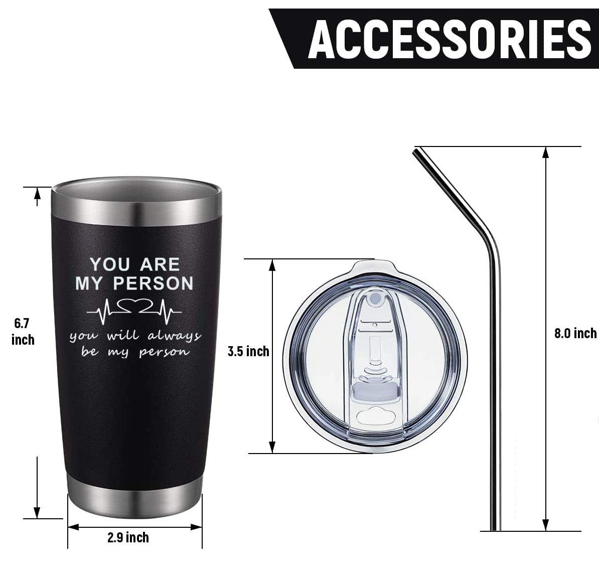 Athand Grey'S Anatomy Merch 20Oz Tumbler With Straw & Lid - You Are My Person,Greys Anatomy Gifts,Insulated Stainless Steel Tumb
