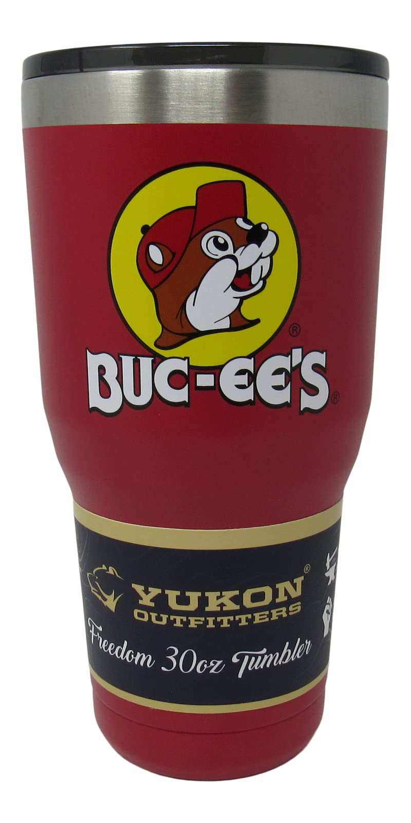 Buc-ees Red Stainless Steel Tumbler With Bucky the Beaver, Double Wall Vacuum Insulated, 30 Ounces