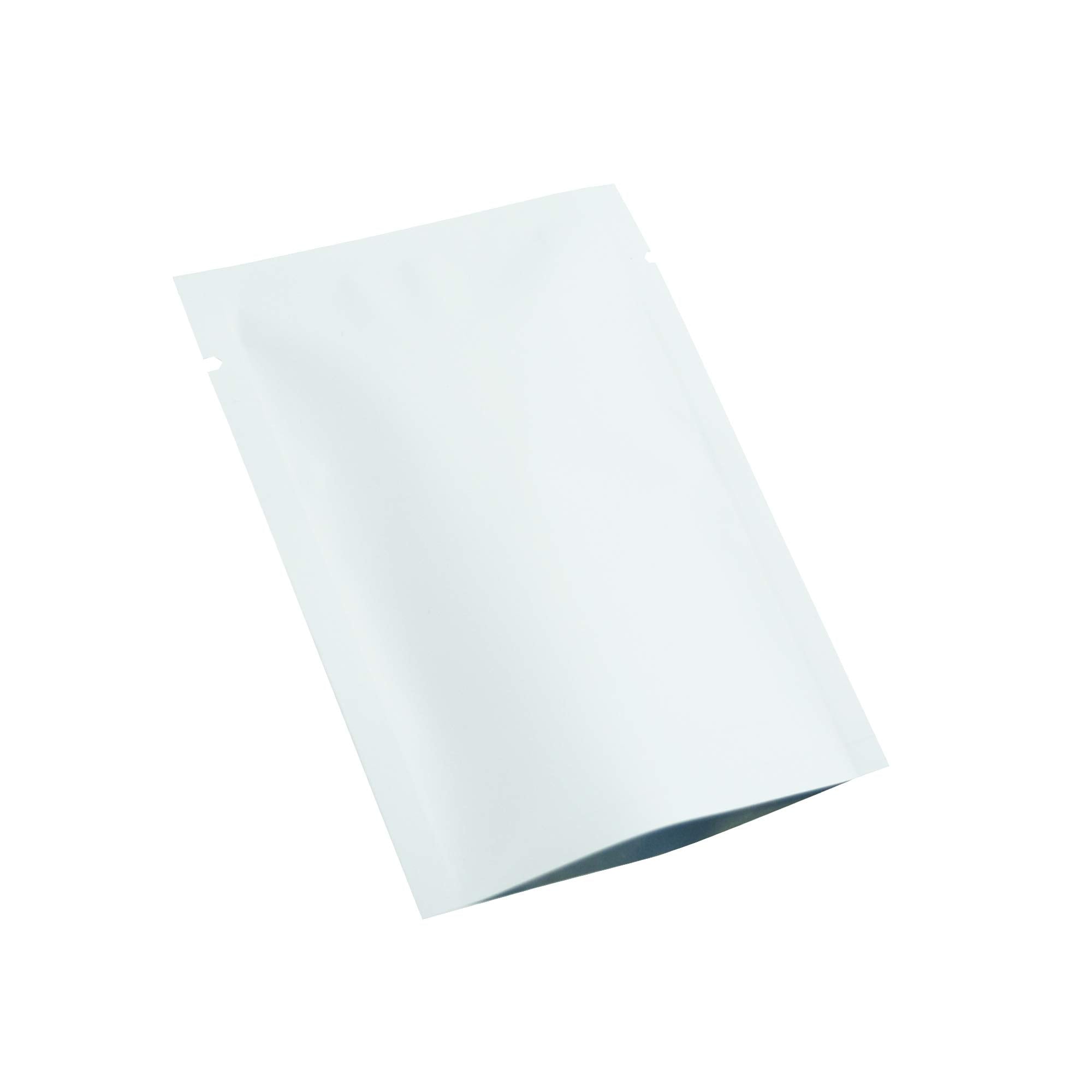 QQ Studio 100 PCS Metallic Mylar Foil Open Top Sealable Bags (8x12cm(3.1x4.7), 100x White)