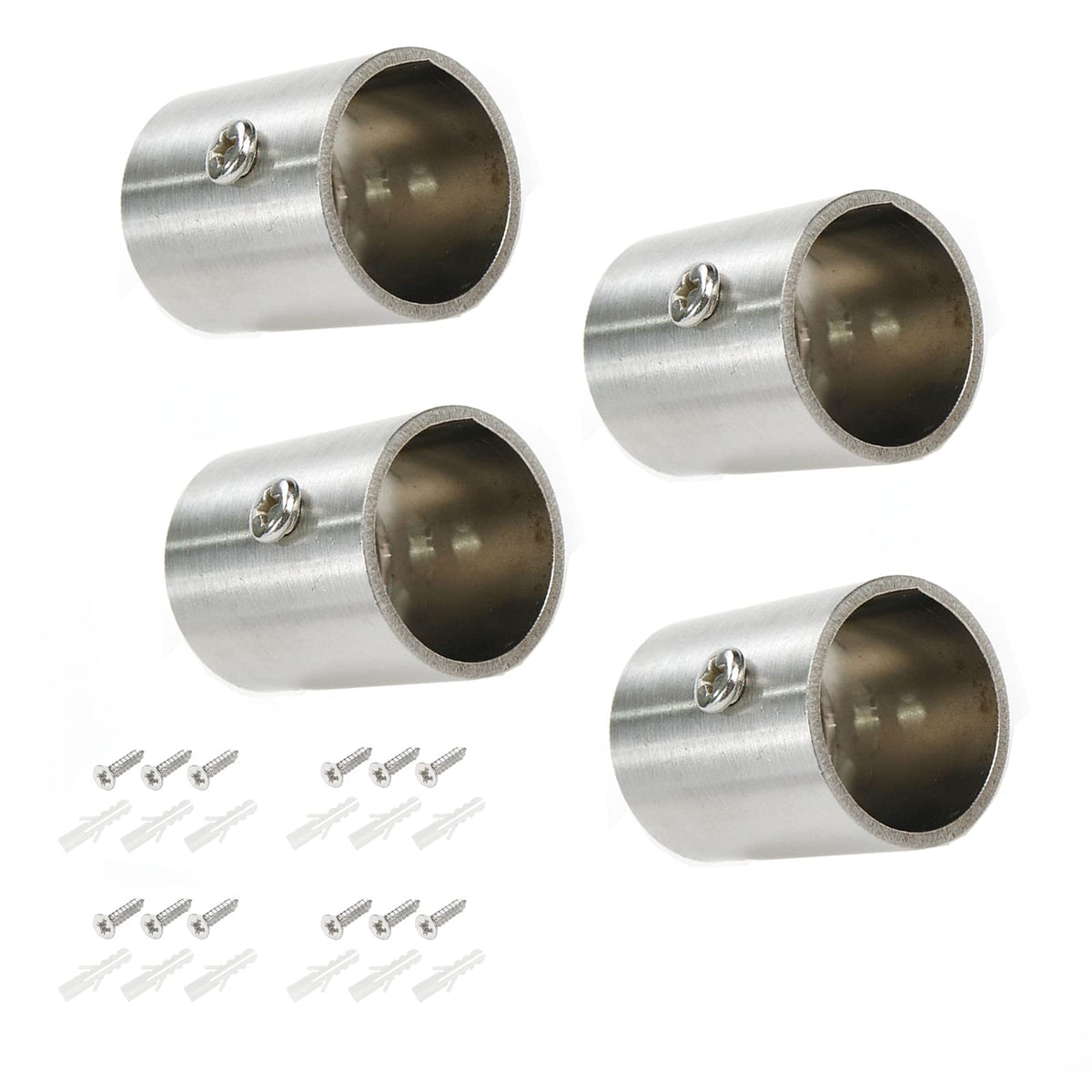 Rannb 4Pcs Closet Rod Bracket Fits 25Mm/1'' Rod Dia Stainless Steel Cylinder Shape Rod End Holders
