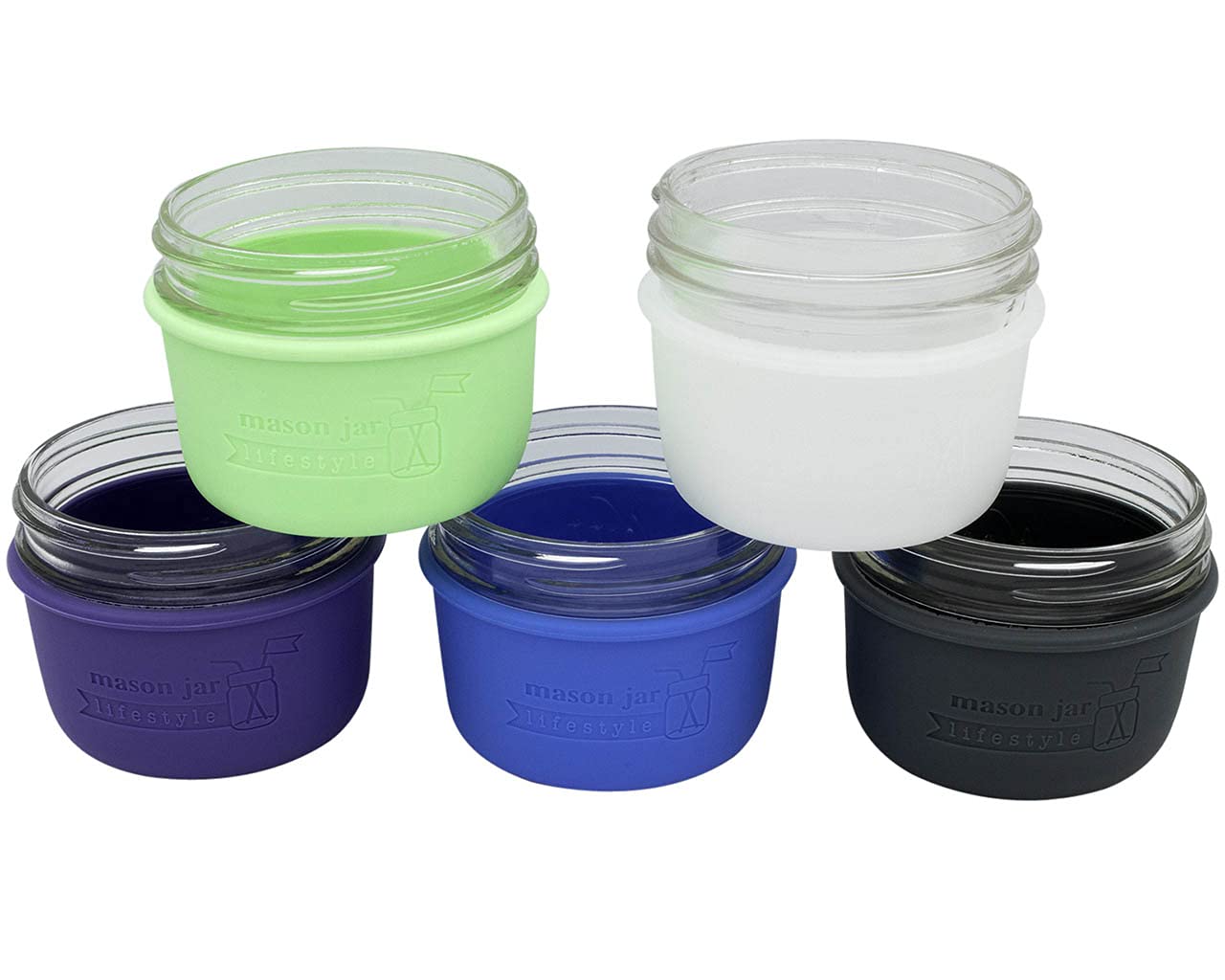 Wide Mouth Half Pint 8Oz Silicone Sleeves/Jackets For Protecting Kerr Jars By Mason Jar Lifestyle (Frost, 2 Pack)