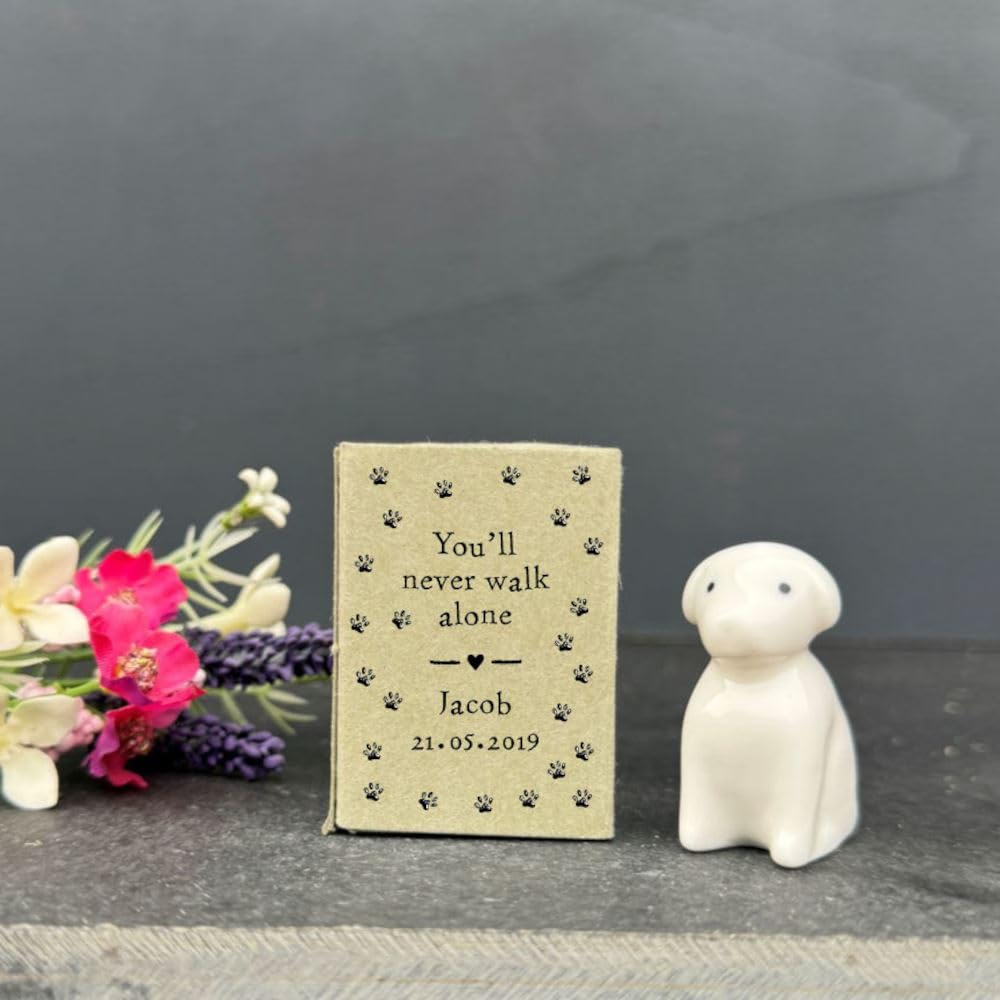Luck and Luck Personalised Porcelain Matchbox Dog 'You'll Never Walk Alone', Friendship Boxed Gift, Keepsake Ornament, Porcelain