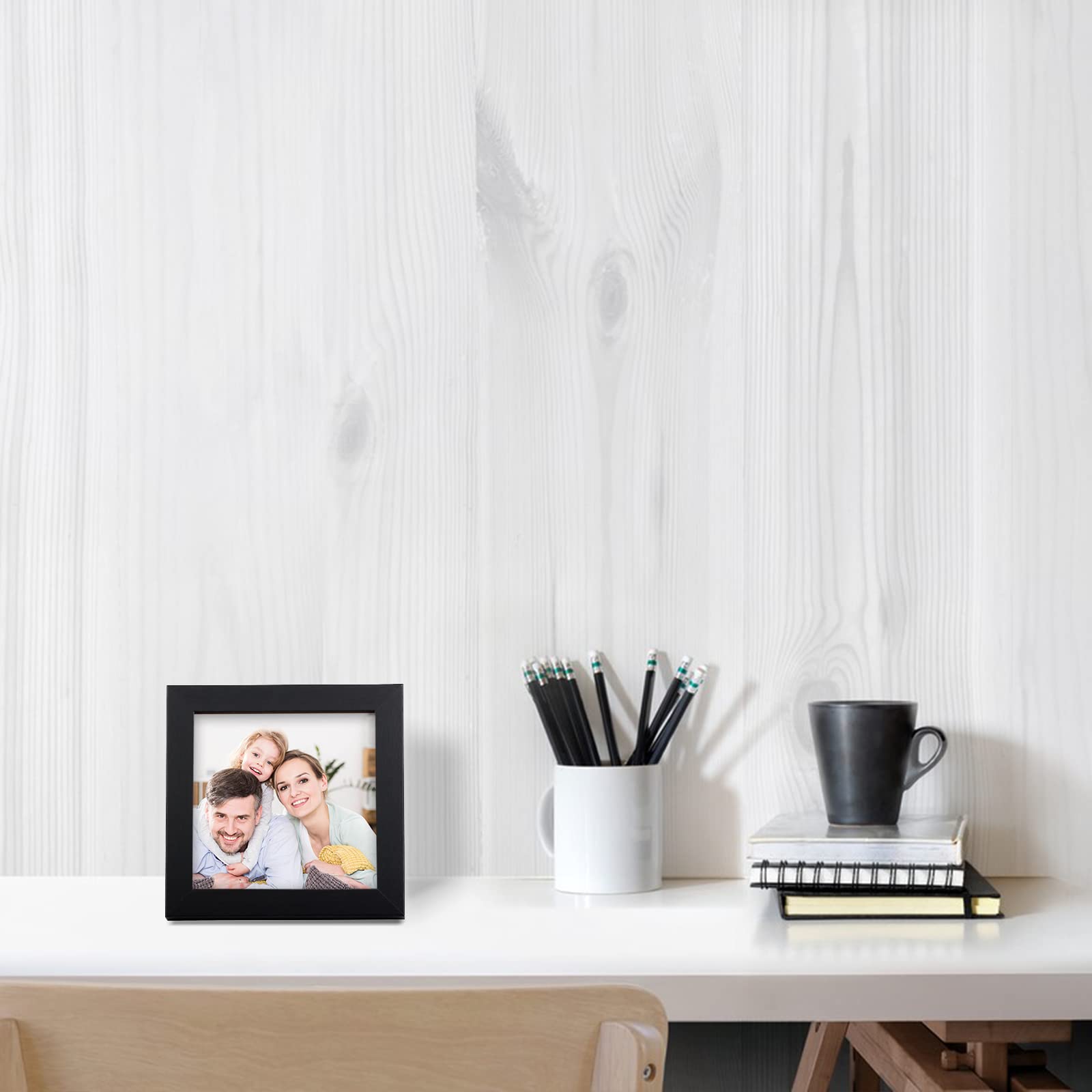 TOFOREVO 4x4 Picture Frames Set of 6 Black Wood Grain Photo Frame for Gallery Wall Mounting or Tabletop Display