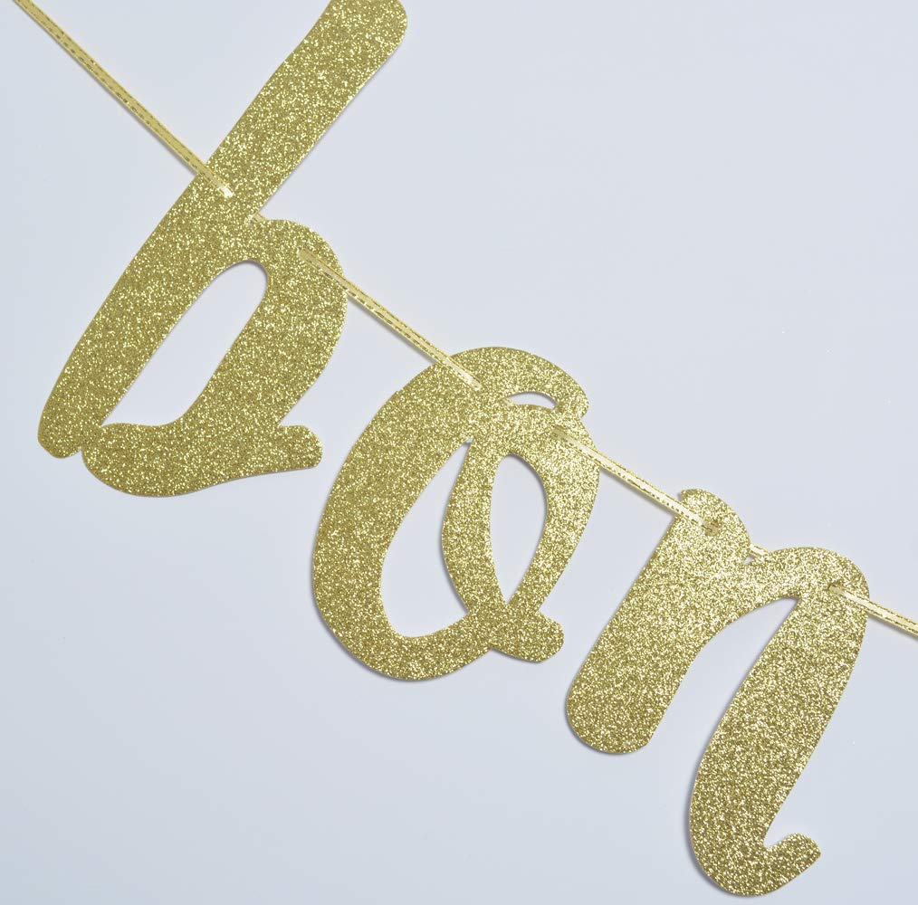 Bon Anniversaire Banner For Happy Birthday Party Decorations French Theme Sign Photo Backdrop (Gold Glitter)