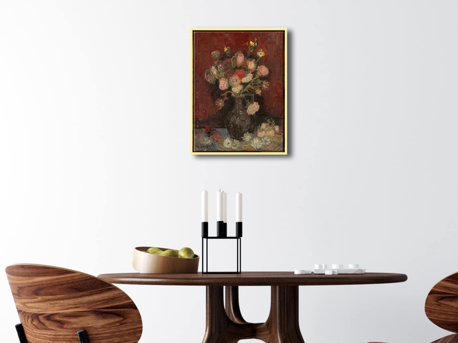 Wieco Art Framed Canvas Wall Art Vase With Chinese Asters And Gladioli By Van Gogh Oil Paintings Modern Abstract Hd Canvas Print