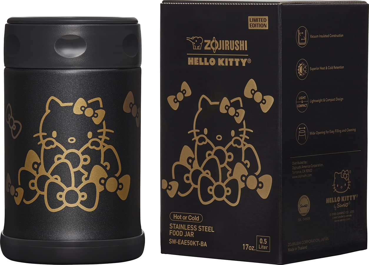 Zojirushi Sw-Eae50Ktba Stainless Steel Food Jar, 17-Ounce, Hello Kitty Collection Black