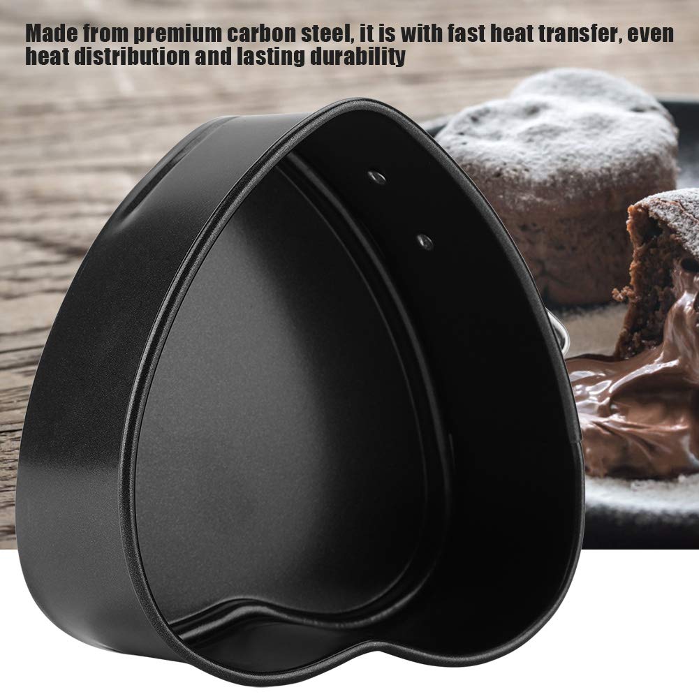 Springform Cake Pan, 4'' Carbon Steel Cake Mold With Removable Pan Tray, Heart Shaped Baking Mould Cheesecake Pan Nonstick Cookw