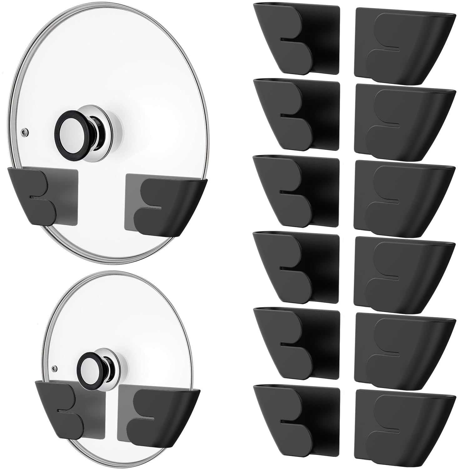 Niceyos Universal Adjustable Pot Lid Organizer For Cabinet - Upgraded Patented Set Of 8 Pan Lids Organizers Inside Cabinet Door