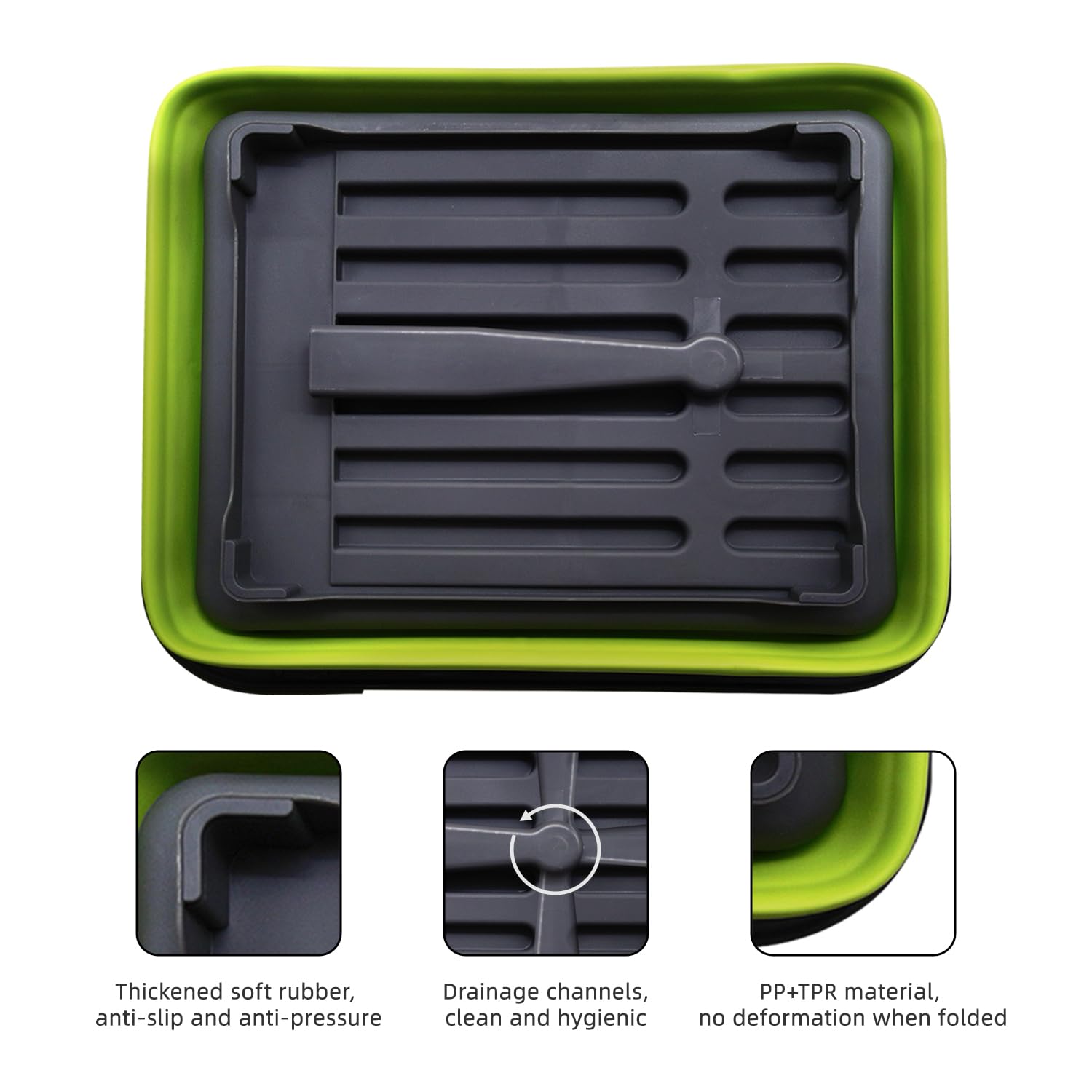 Thanstar Collapsible Dish Drying Rack For Rv Campers Portable Dinnerware Drainer Organizer For Kitchen Travel Trailer-Green