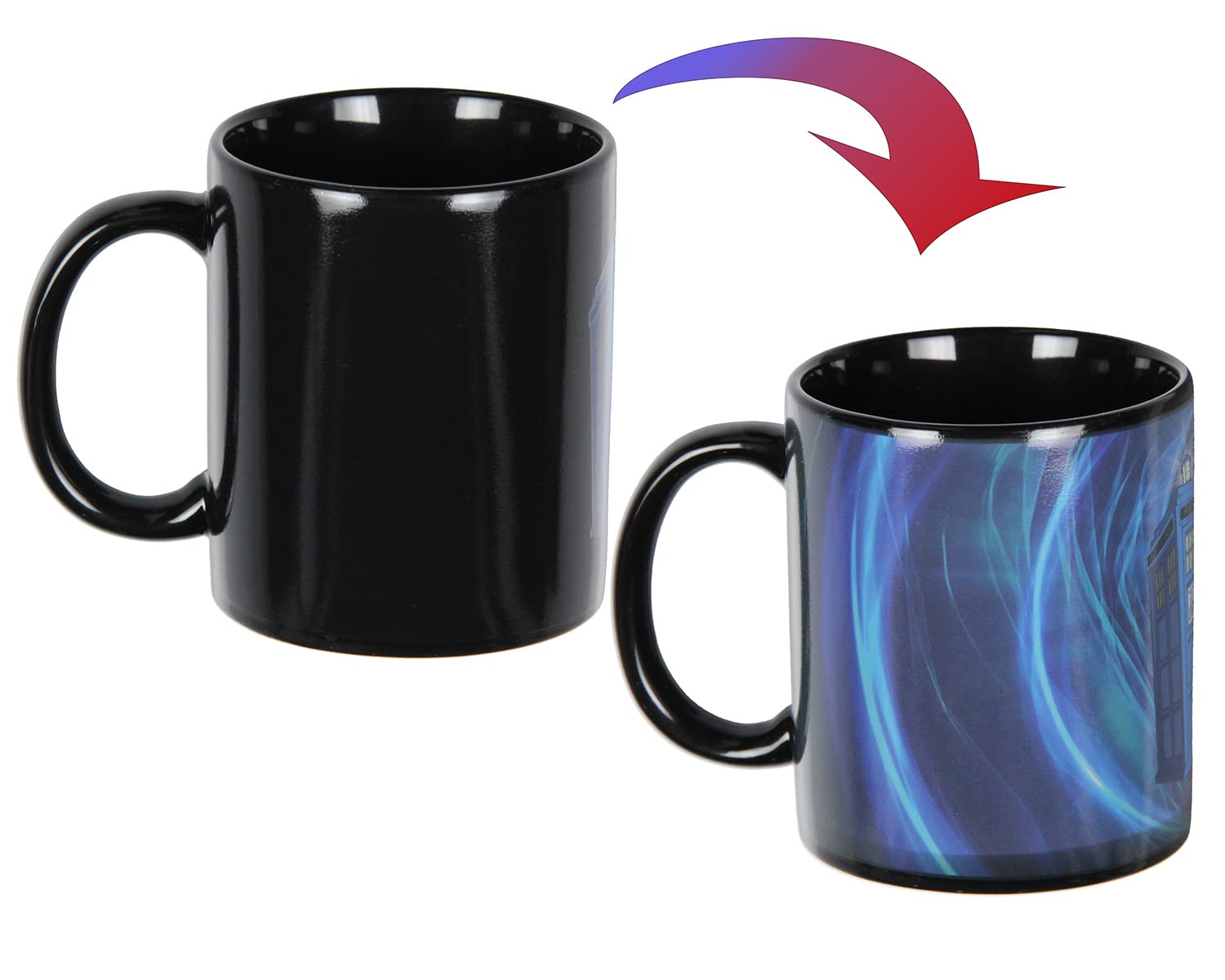 Seven Times Six Doctor Who Tardis Vortex Heat Reactive Color Changing Tea Coffee Mug Cup (Black/Blue)