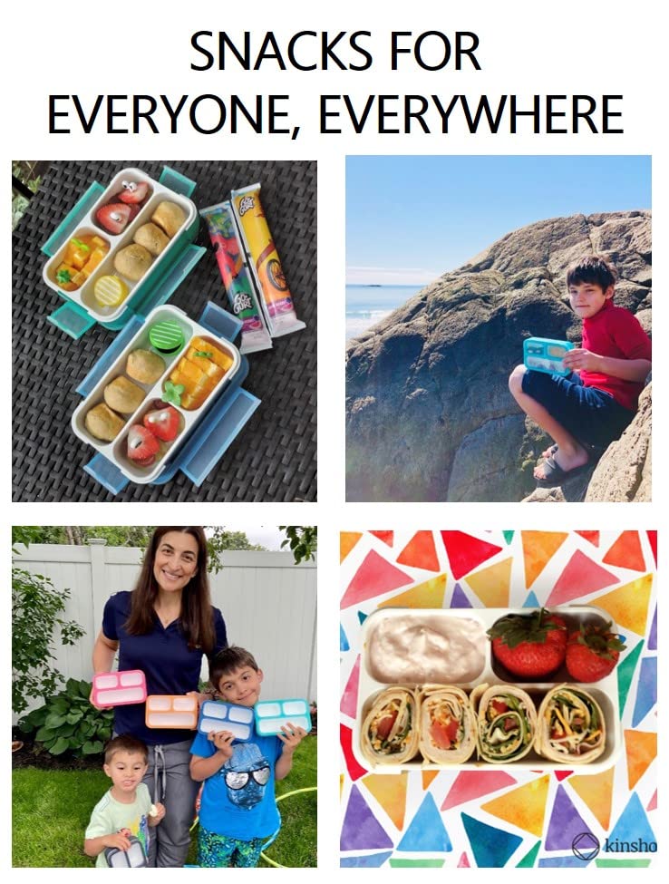 Kinsho Mini Lunch-Box Snack Containers For Kids | Small Bento-Box Portion Container | Leak-Proof Boxes For School Work Travel |