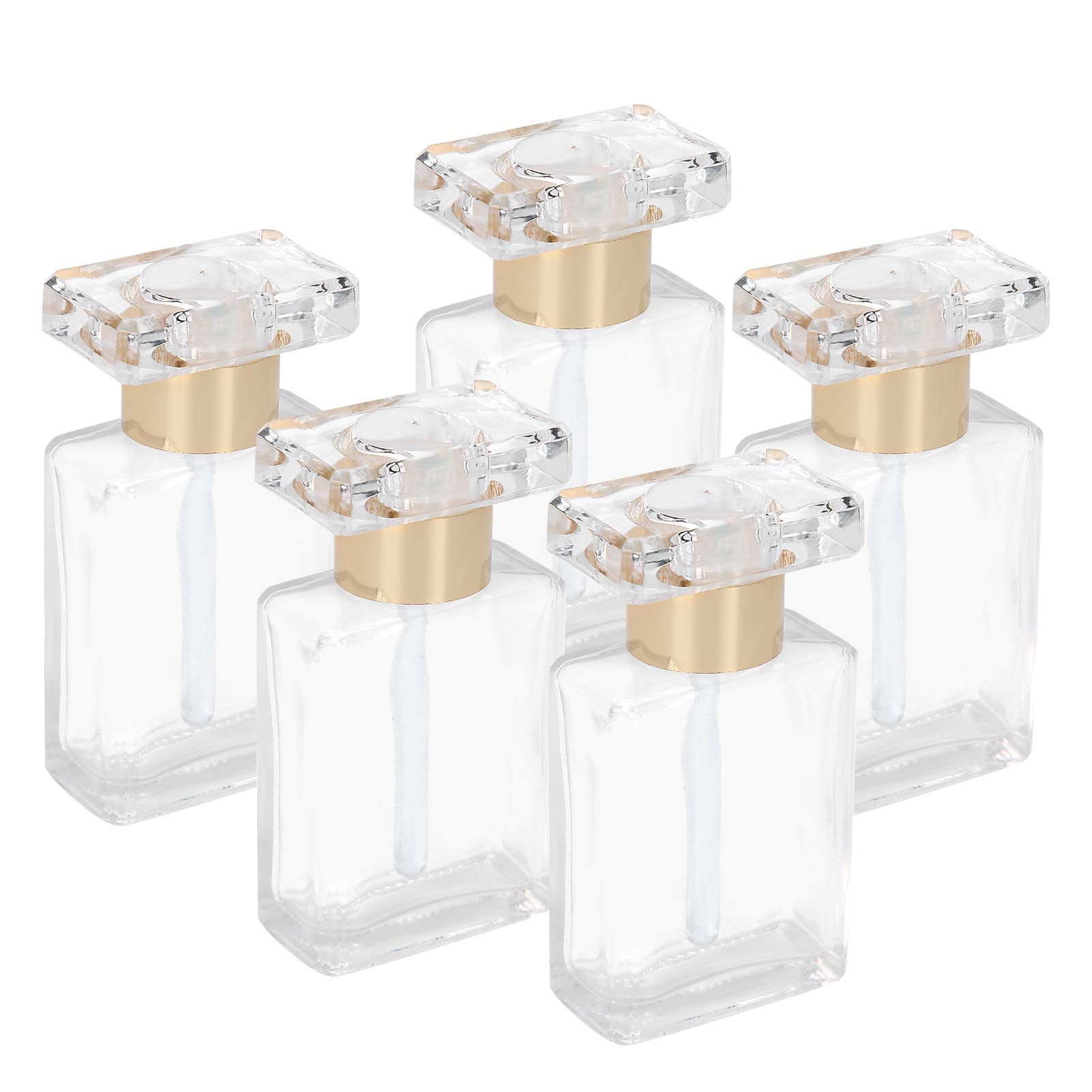 5pcs Clear Glass Empty Perfume Bottles, Travel Portable, Refillable Perfume Bottles, 17ml. Compact design, perfect for storing p