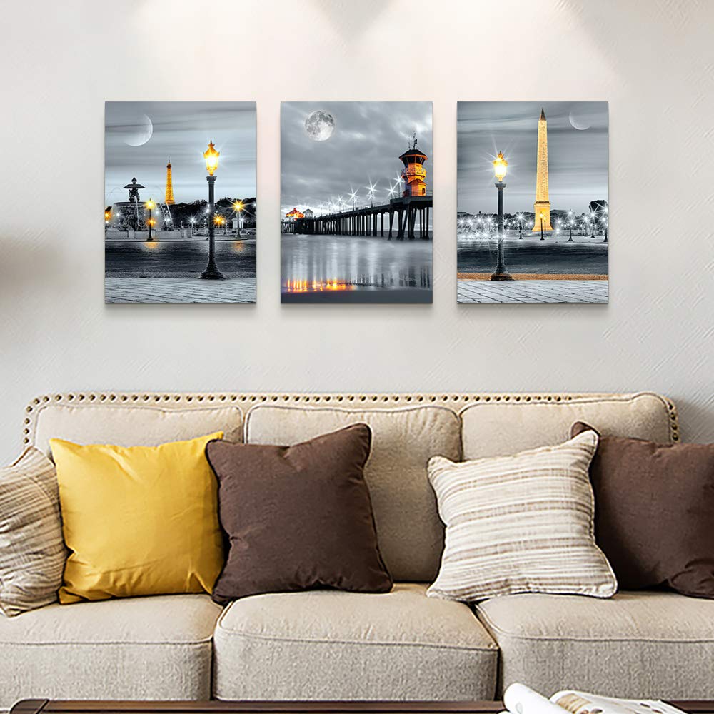 Mhartk66 Family Bedroom Wall Decor Canvas Wall Art For Living Room Modern Wall Decorations For Bathroom Night View Paintings Kit
