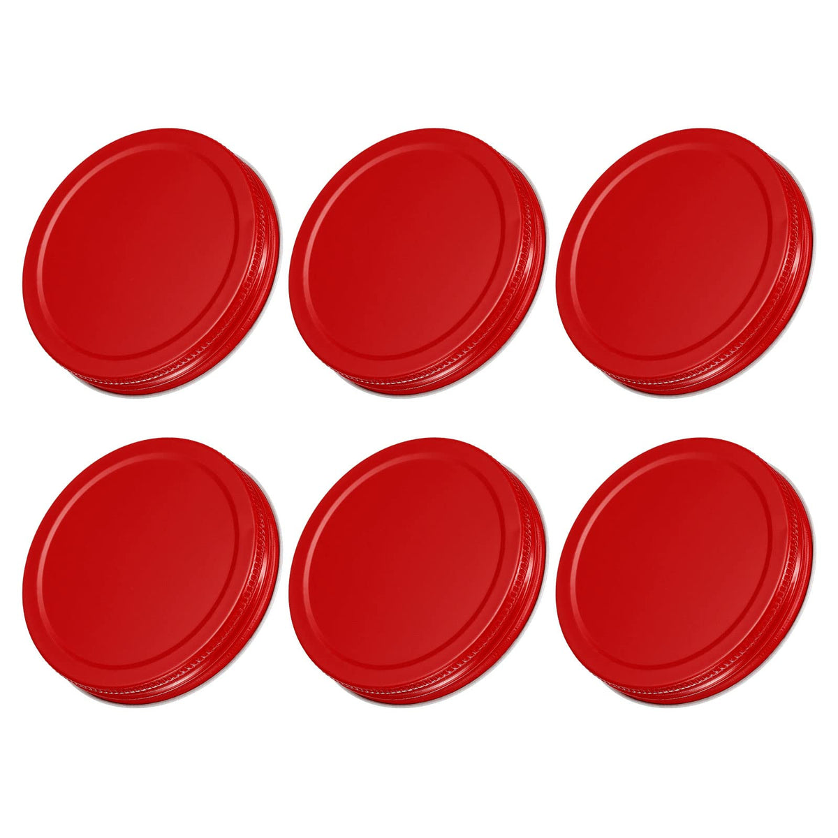Uxcell Mason Jar Lids, 86Mm/3.39'' Wide Mouth Tin Plate Caps Leak Proof For Canning Jars Kitchen Storage, (Red 6Pcs)