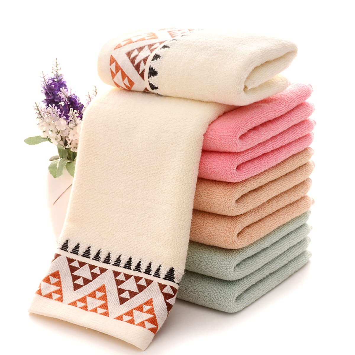 QRITY 4 Units 100% Cotton Hand Towels Bath Towels Set - Multipurpose Use Towels with High Absorbency (Variety)  Sport Towels for Beach  Bath  Hand  Face  Gym or Spa (35x75cm)
