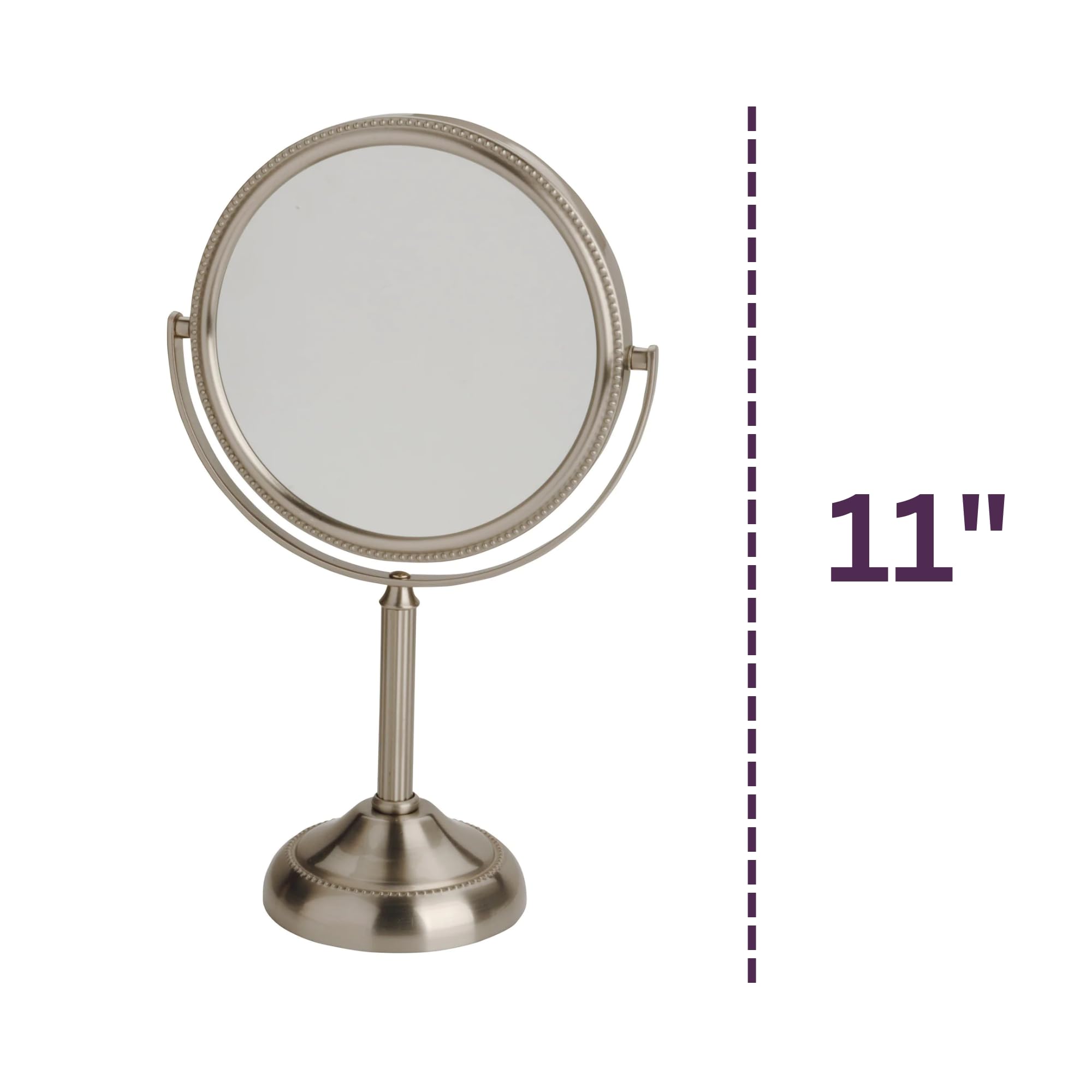 JERDON Two-Sided Makeup Mirror with 10X Magnification, 6-Inch Nickel Finish, Model JP910NB, Portable Swivel Design