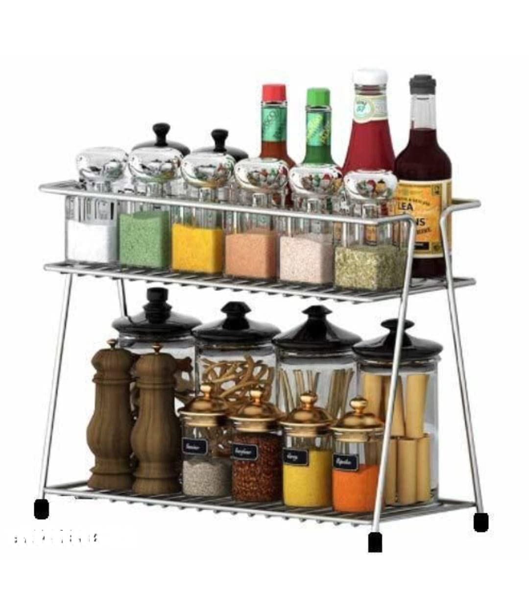 Cri8Hub Stainless Steel Multipurpose Freestanding Dish Rack With 2 Layer Rack For Kitchen, Storage Shelves For Kitchen Cabinets,