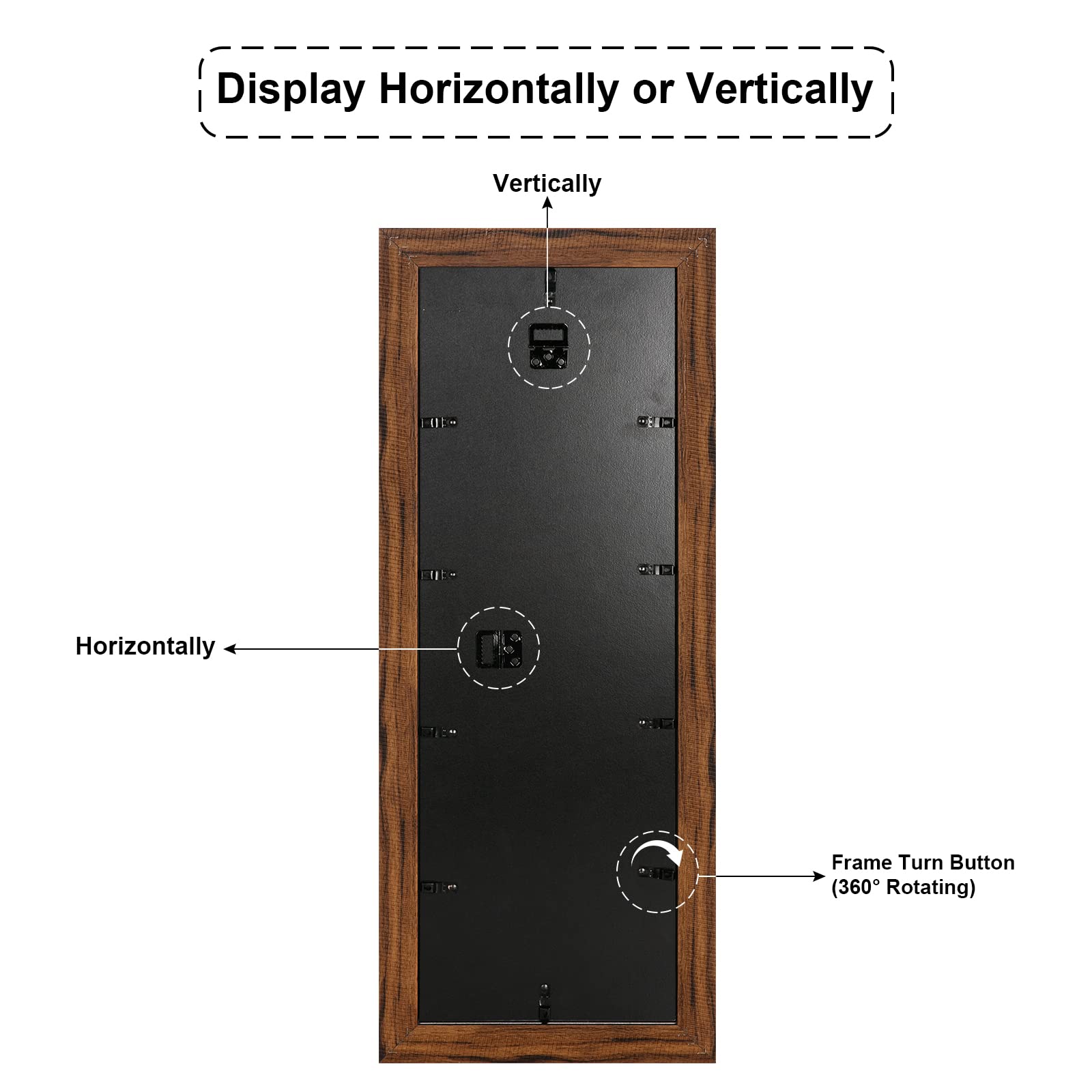 Gaevuian 8x24 Picture Frame Display 5 opening 4X6 Picture Frame Collage,Multi Photo Frame with Mat,Plexiglass,Wall or Tabletop D