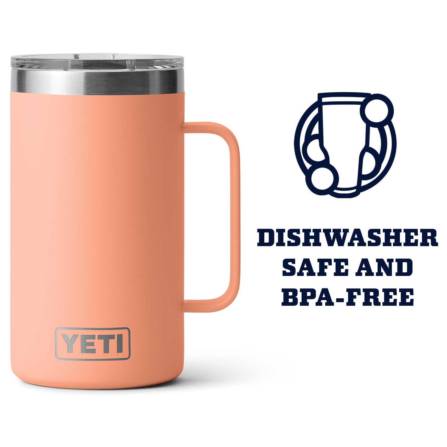 Yeti Rambler 24 Oz Mug, Vacuum Insulated, Stainless Steel With Magslider Lid, Lowcountry Peach