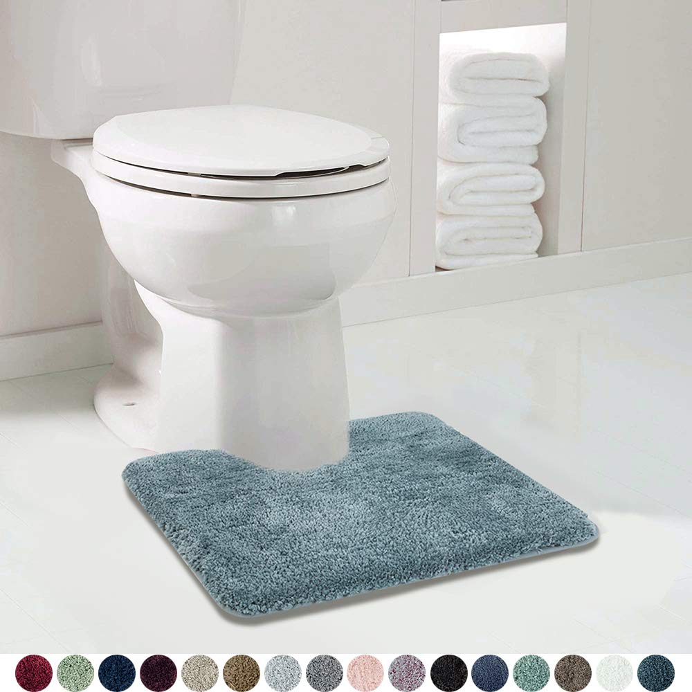 Walensee Shaggy 2 Piece Bath Rug Set (Slate) 20 X 24 U Shape Contour Rug & 20 X 32 Bathroom Rug Machine Wash/Dry Bath Mats For B