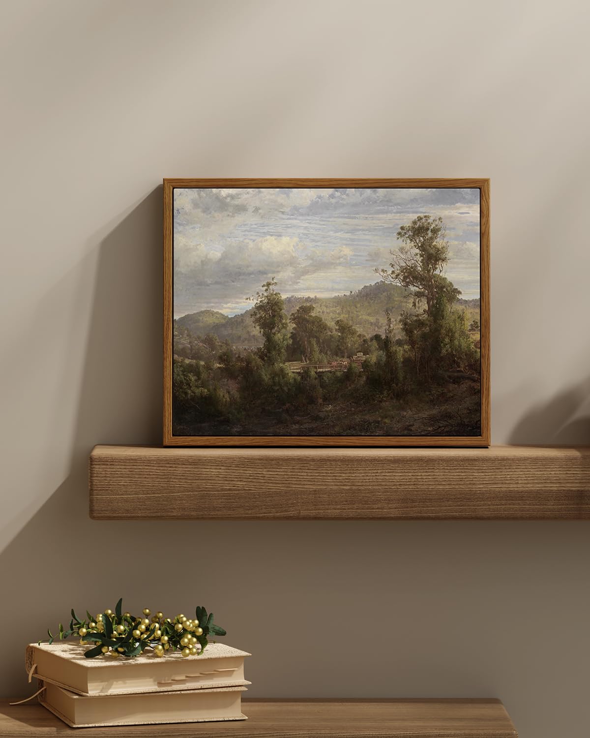 Insimsea Framed Canvas Wall Art Vintage Decor, Home Decor Retro Landscape Oil Painting Canvas Wall Art Decorations For Living Ro