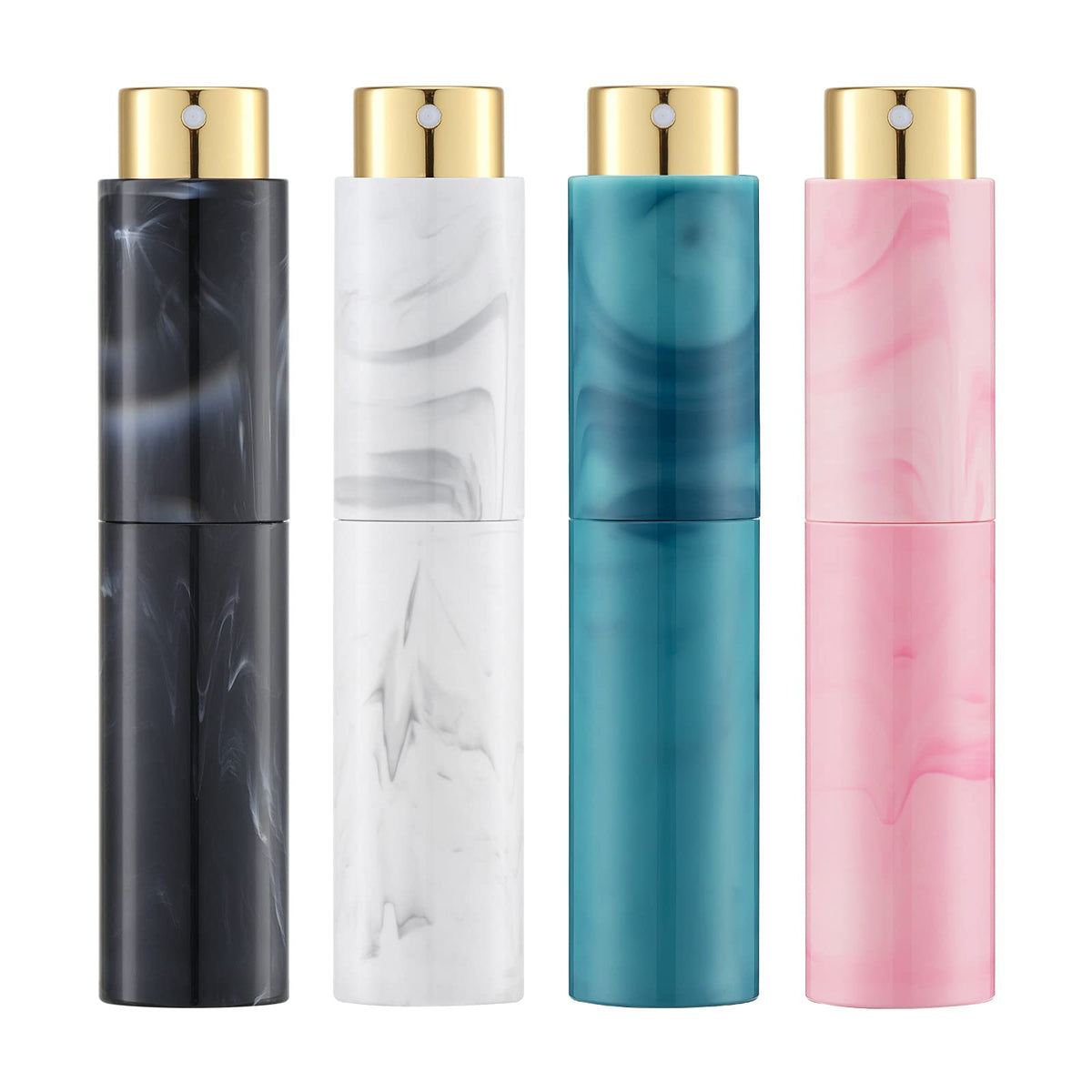 10Ml Perfume Atomizer Travel (4 Pcs), Refillable Cologne Containers, Dispenser Spray Empty Bottle For Mini Sprayer Size (Black&P