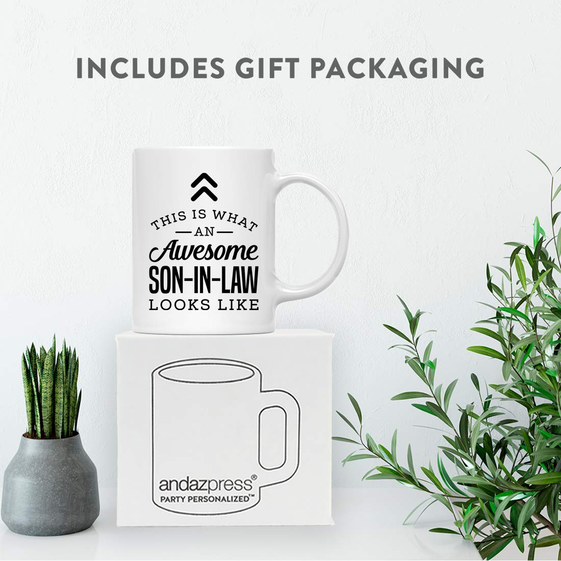 Andaz Press 11oz. Ceramic Coffee Tea Mug Gift, This is What an Awesome Son-in-Law Looks Like, 1-Pack, Birthday Gift Ideas Cowork