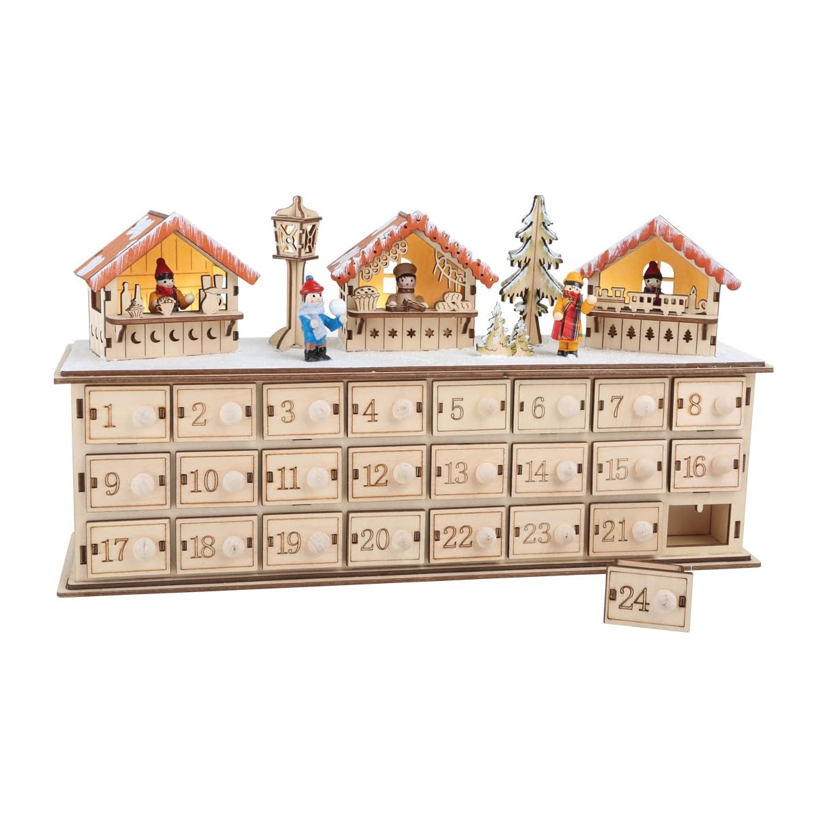 Small Foot Christmas Market Natural Wooden Advent Calendar with Illumination