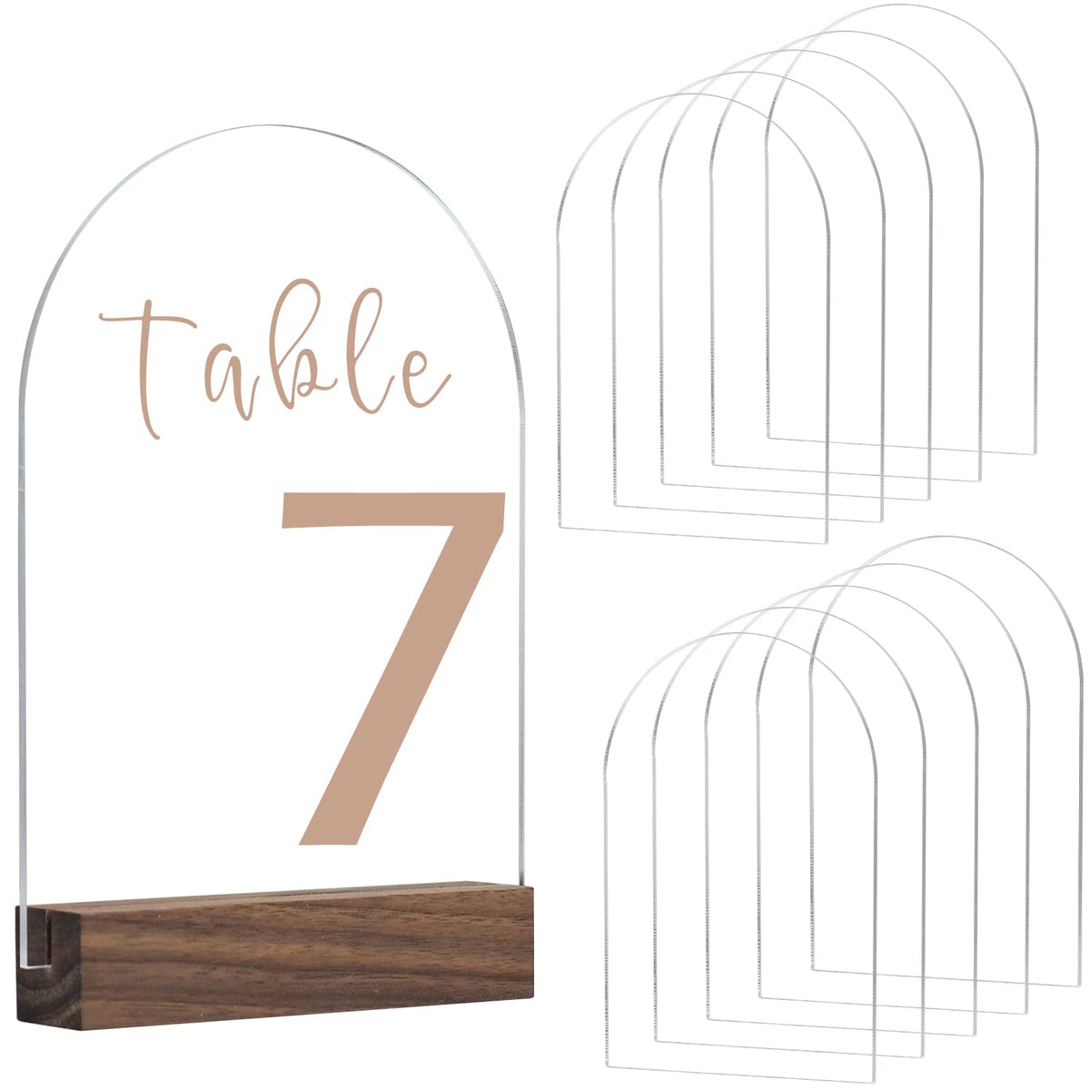 Jinmury 5X7 Inch Blank Clear Arch Acrylic Sign | 10 Pack Round Top Arch Acrylic Sheet 1/8 Inch Thick, Diy Acrylic Table Numbers,